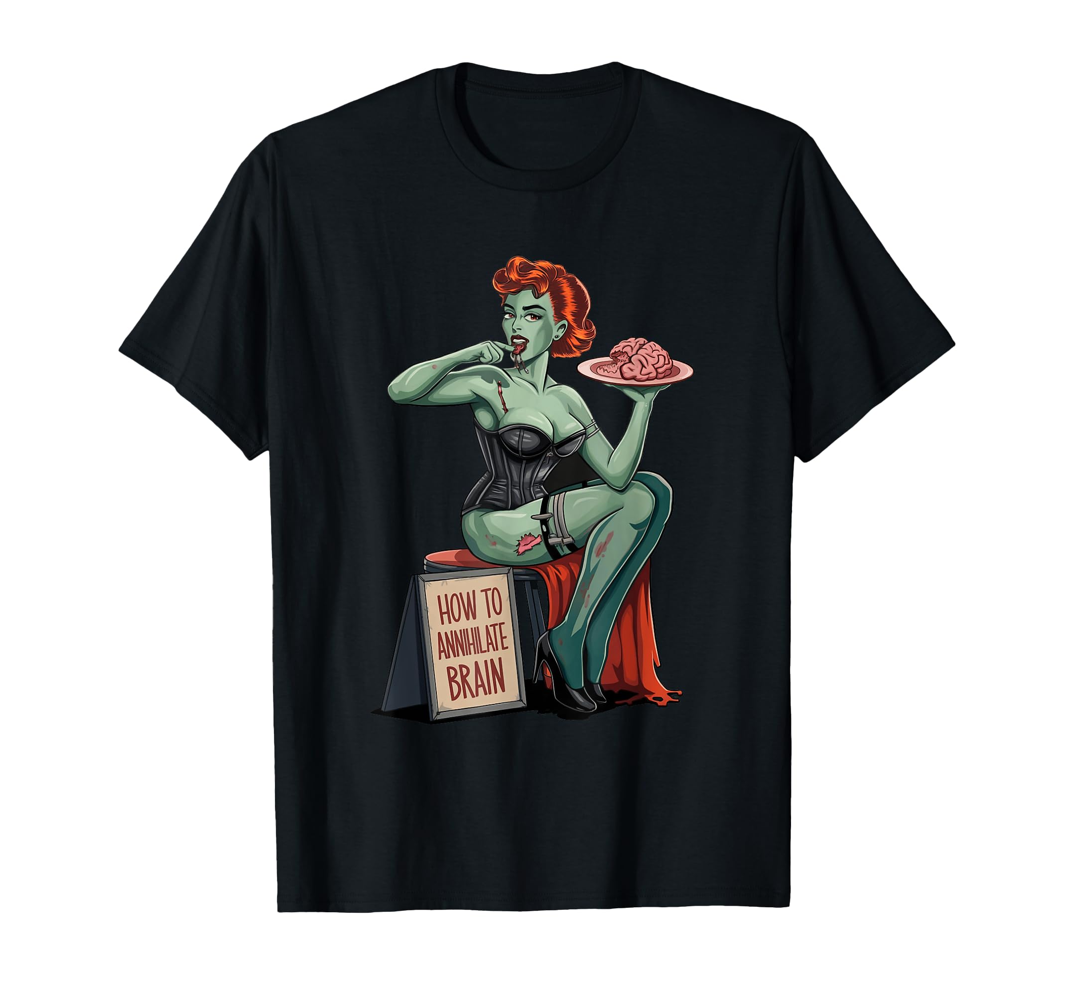 Zombie Pin Up Burlesque Horror T-Shirt - Fun Novelty Design Men Women - T-Shirt, Sweatshirt, Hoodie