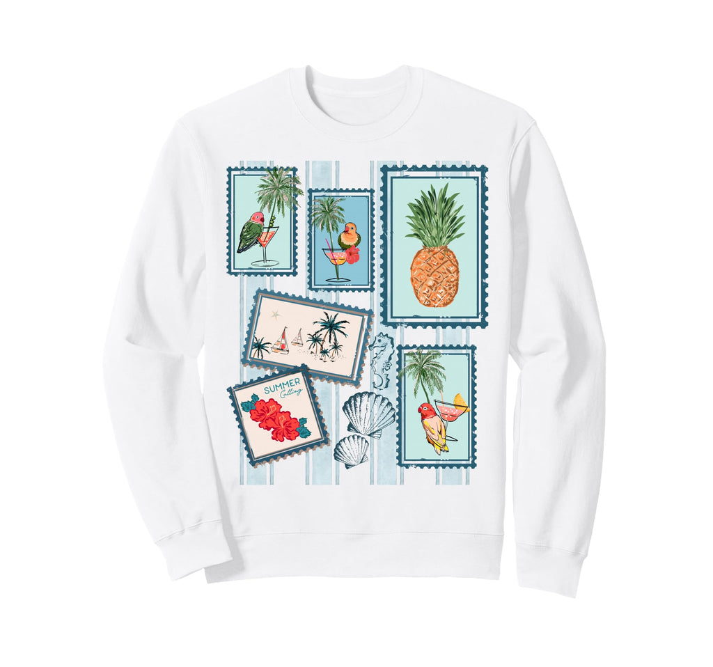Tropical Summer Stamp Collage Sweatshirt - Minimalist Print Men Women - T-Shirt, Sweatshirt, Hoodie
