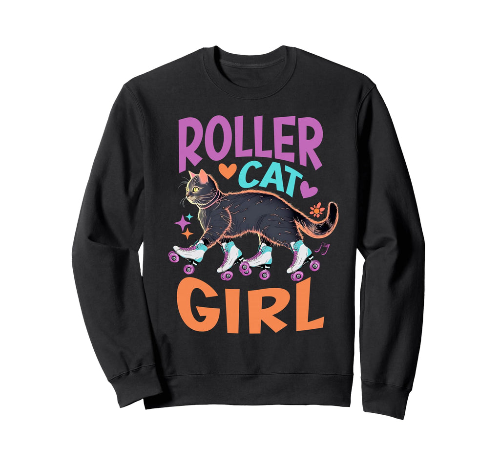 Roller Skating Cat Funny Skaters Sweatshirt - Novelty Apparel Men Women - T-Shirt, Sweatshirt, Hoodie