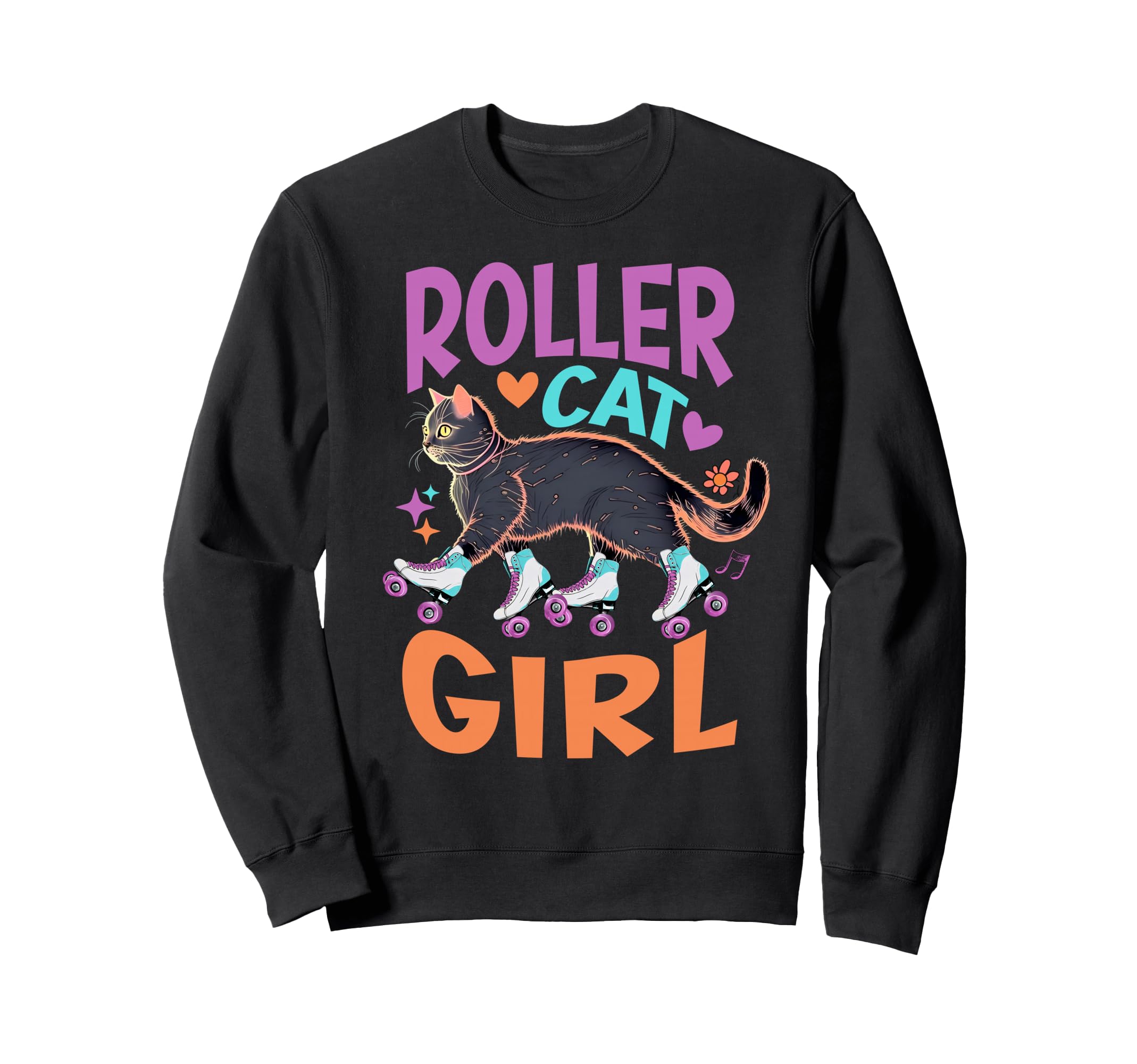 Roller Skating Cat Funny Skaters Sweatshirt - Novelty Apparel Men Women - T-Shirt, Sweatshirt, Hoodie