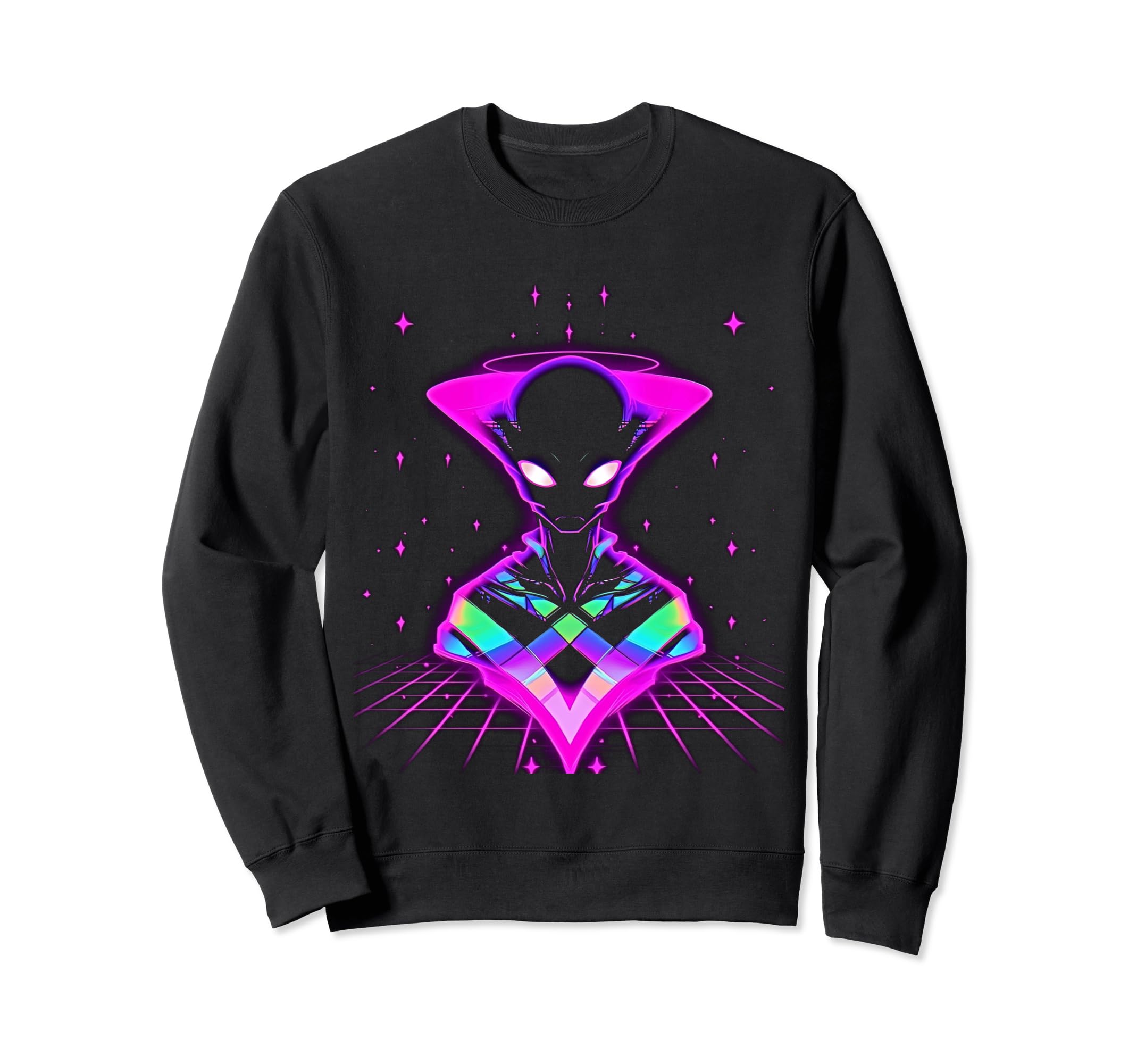 Synthwave Alien Cyberpunk 80S Sci Fi Sweatshirt - Graphic Print for Adults - T-Shirt, Sweatshirt, Hoodie