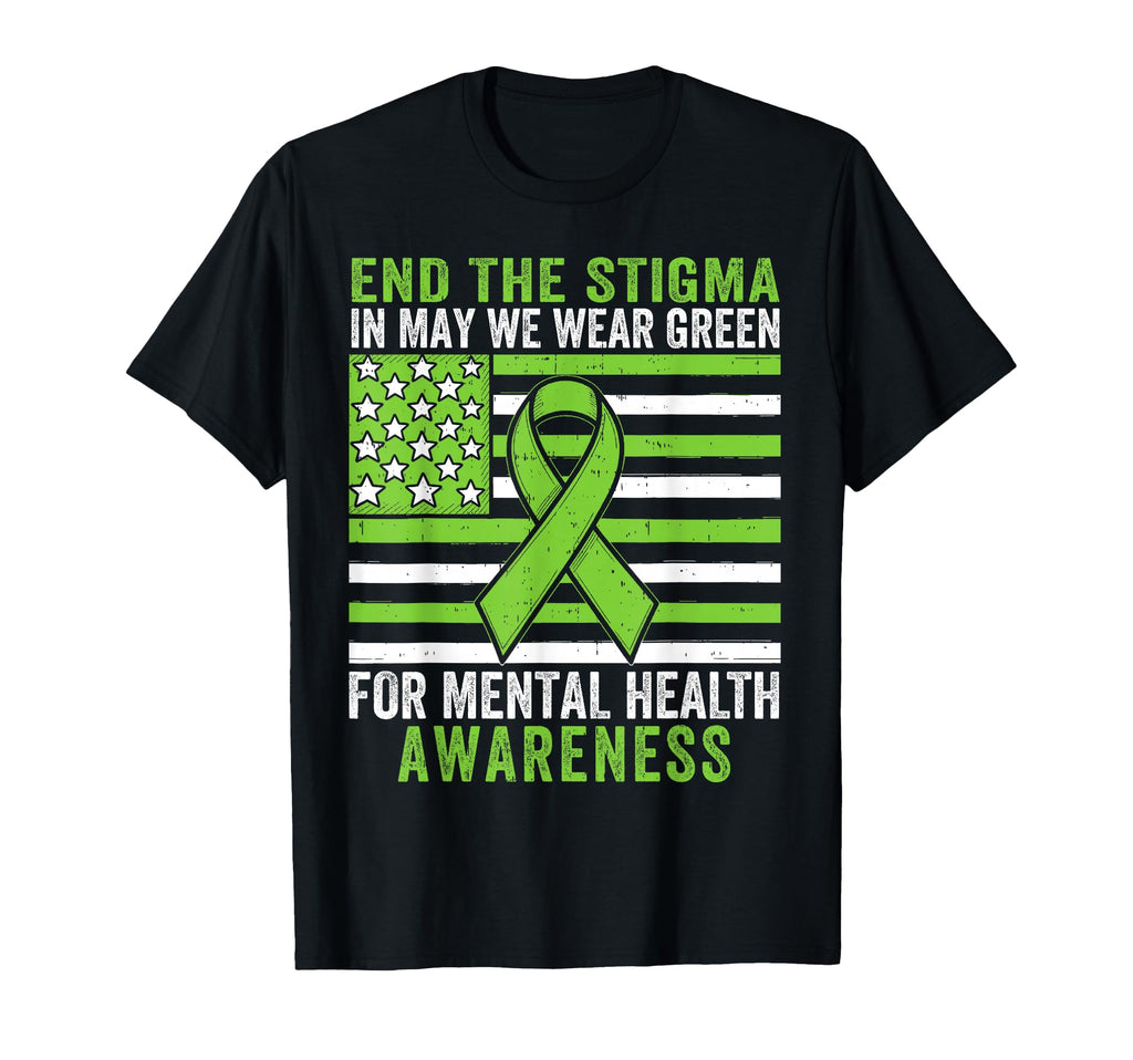 End Stigma Us Flag Mental Health T-Shirt - Fun Novelty Design Men Women - T-Shirt, Sweatshirt, Hoodie