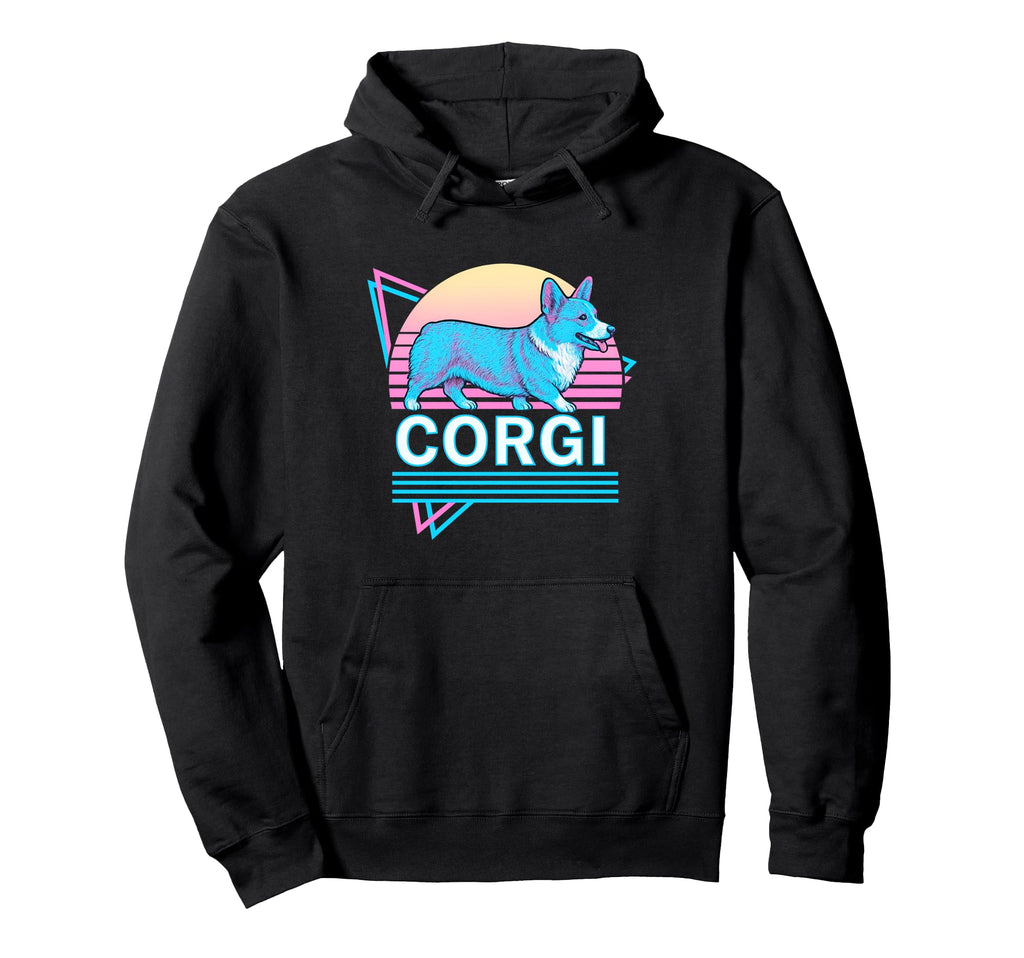 Corgi Synthwave Aesthetic Dog Lover Hoodie - Casual Everyday Wear Unisex - T-Shirt, Sweatshirt, Hoodie
