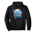 Corgi Synthwave Aesthetic Dog Lover Hoodie - Casual Everyday Wear Unisex - T-Shirt, Sweatshirt, Hoodie