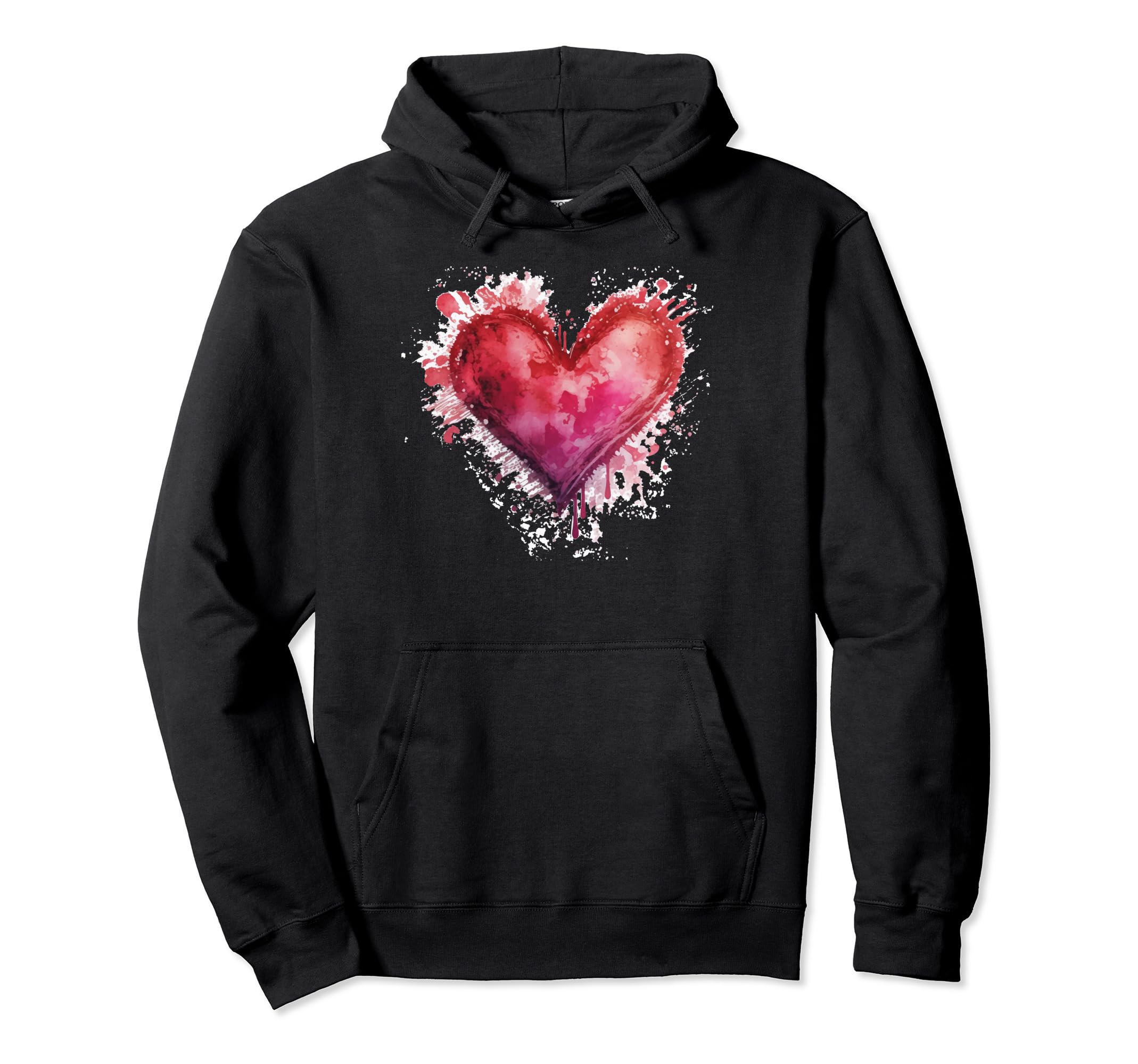 Red Love Heart Distressed Valentines Hoodie - Minimalist Print Men Women - T-Shirt, Sweatshirt, Hoodie