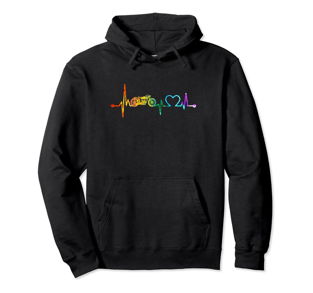 Motorcycle Heartbeat Watercolor Hoodie - Streetwear Style for Adults - T-Shirt, Sweatshirt, Hoodie