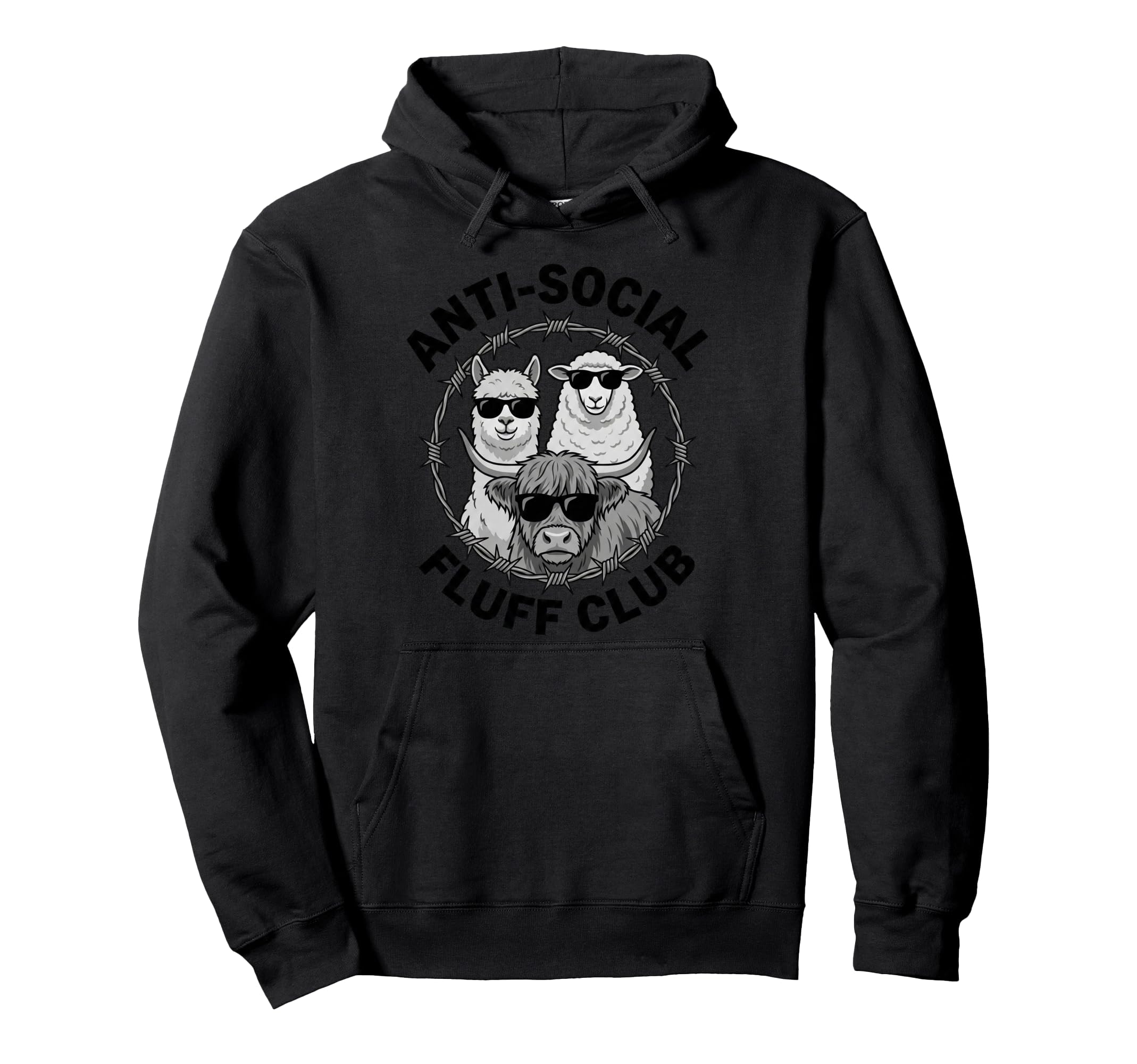 Anti Social Fluff Club Funny Farm Hoodie - Unique Graphic for Adults - T-Shirt, Sweatshirt, Hoodie