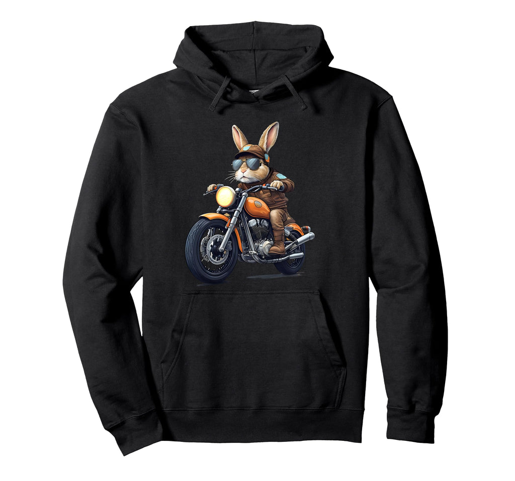 Happy Easter Day Motorbike Bunny Rabbits Hoodie - Custom Art Print Unisex - T-Shirt, Sweatshirt, Hoodie