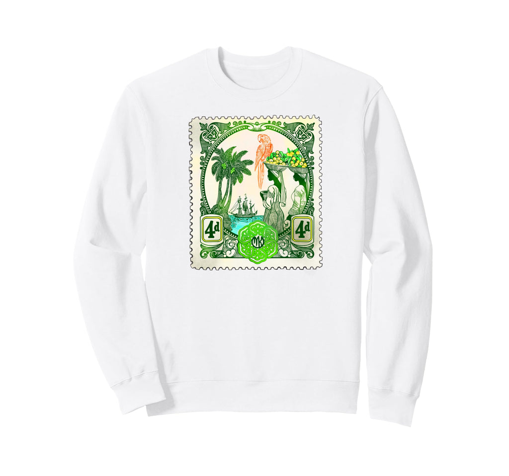 Tropical Postage Stamp Art Sweatshirt - Trendy Graphic for Adults - T-Shirt, Sweatshirt, Hoodie