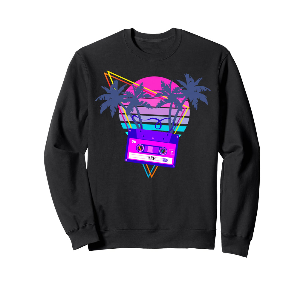 90S Vaporwave Sunset Cassette Tape Sweatshirt - Minimalist Print Unisex - T-Shirt, Sweatshirt, Hoodie