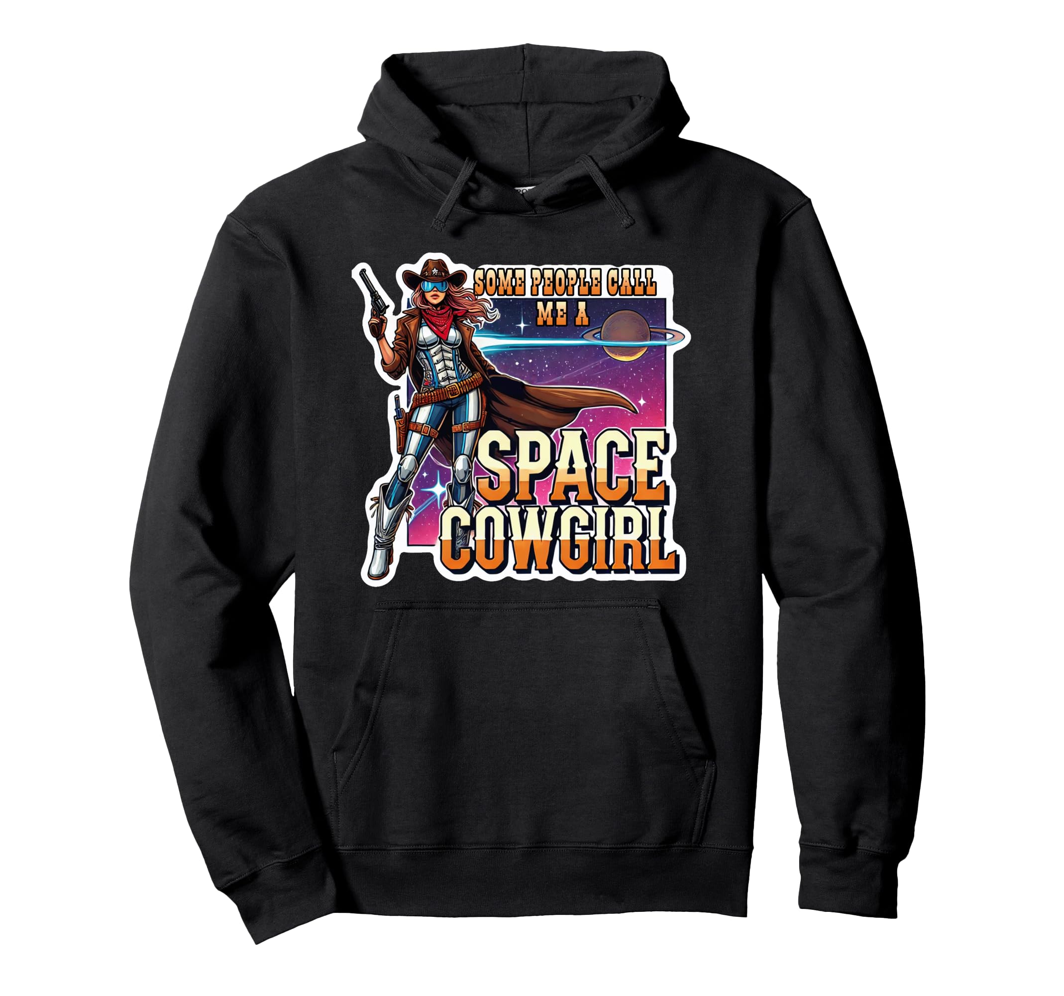 Space Cowgirl Fun Sci Fi Western Hoodie - Custom Art Print for Adults - T-Shirt, Sweatshirt, Hoodie