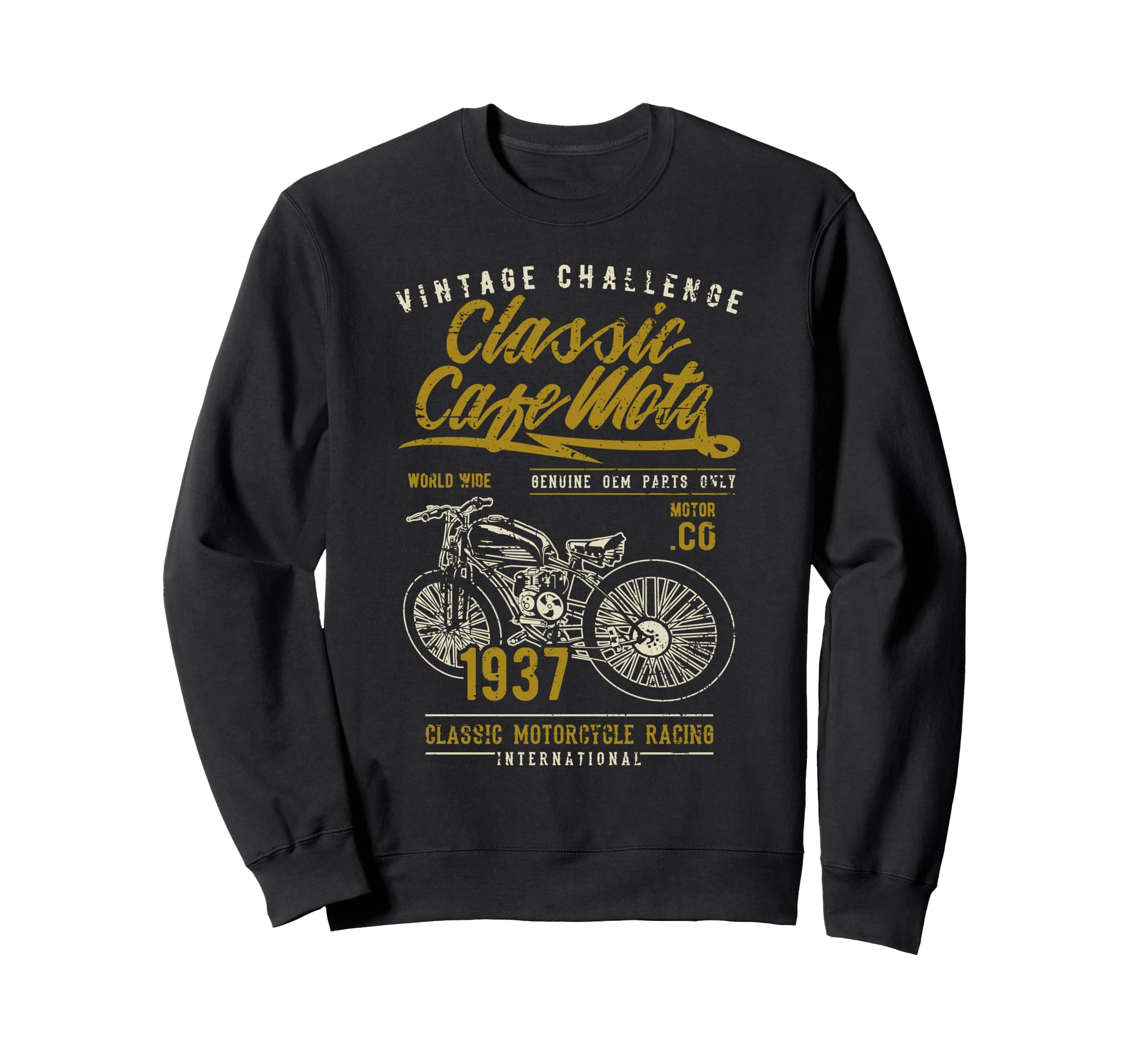 Cafe Racer Motorcycle Distressed Sweatshirt - Aesthetic Graphic Men Women - T-Shirt, Sweatshirt, Hoodie