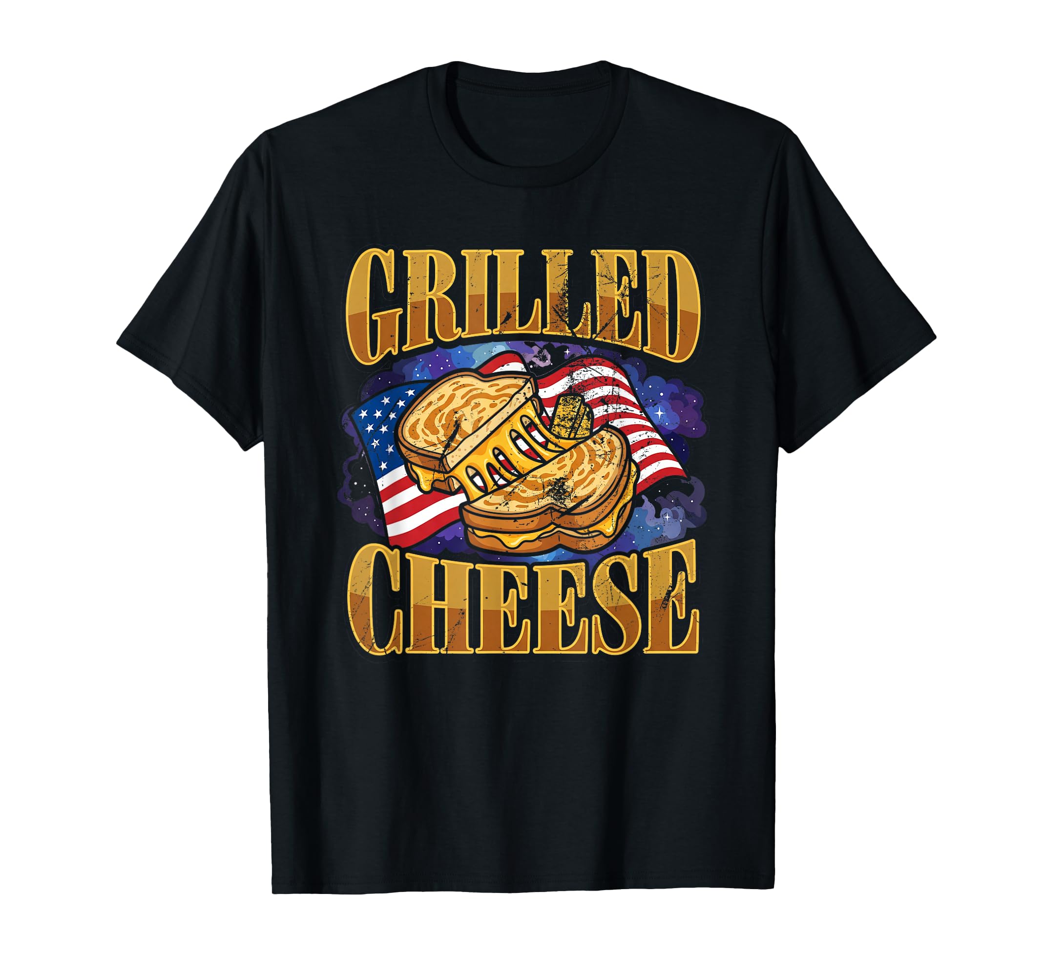 Funny Grilled Cheese Usa Flag 90S T-Shirt - Minimalist Print Men Women - T-Shirt, Sweatshirt, Hoodie
