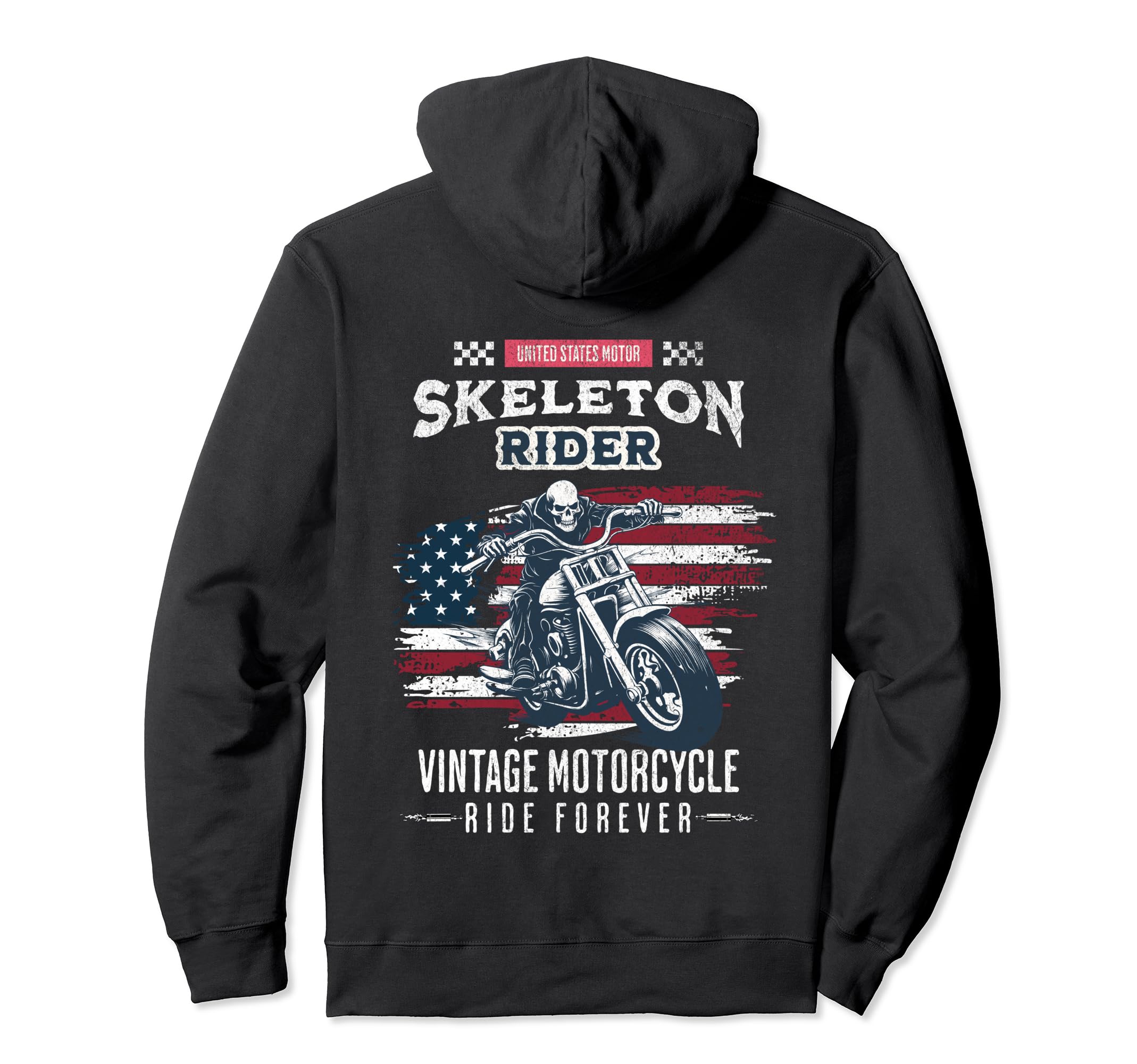 Mens Skeleton Rider Artwork Motorcycle Usa Hoodie - Trendy Graphic Unisex - T-Shirt, Sweatshirt, Hoodie
