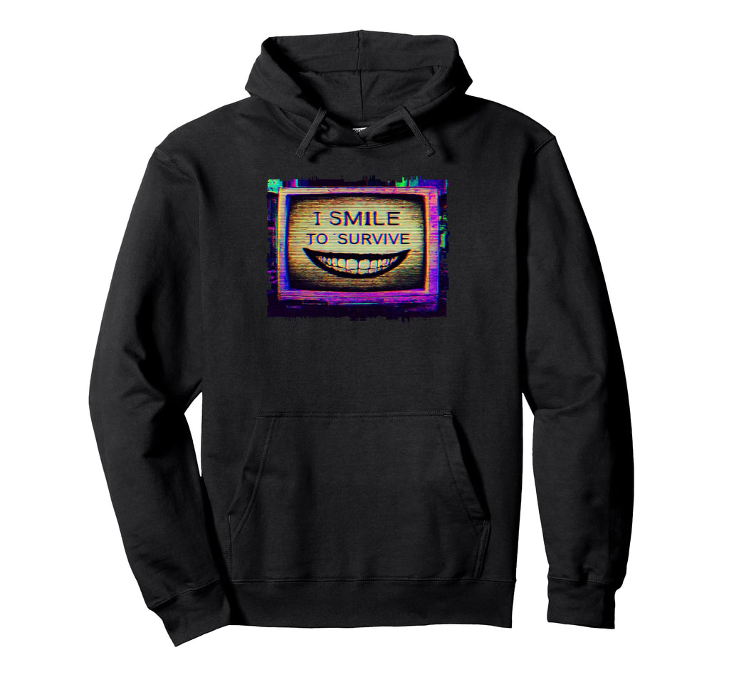 Glitch Television Smile To Survive Hoodie - Unique Graphic Men Women - T-Shirt, Sweatshirt, Hoodie