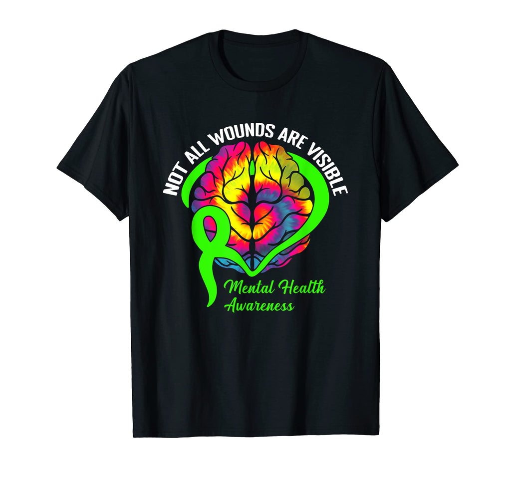 Not All Wounds Are Visible Brain Mental T-Shirt - Custom Art Print Unisex - T-Shirt, Sweatshirt, Hoodie