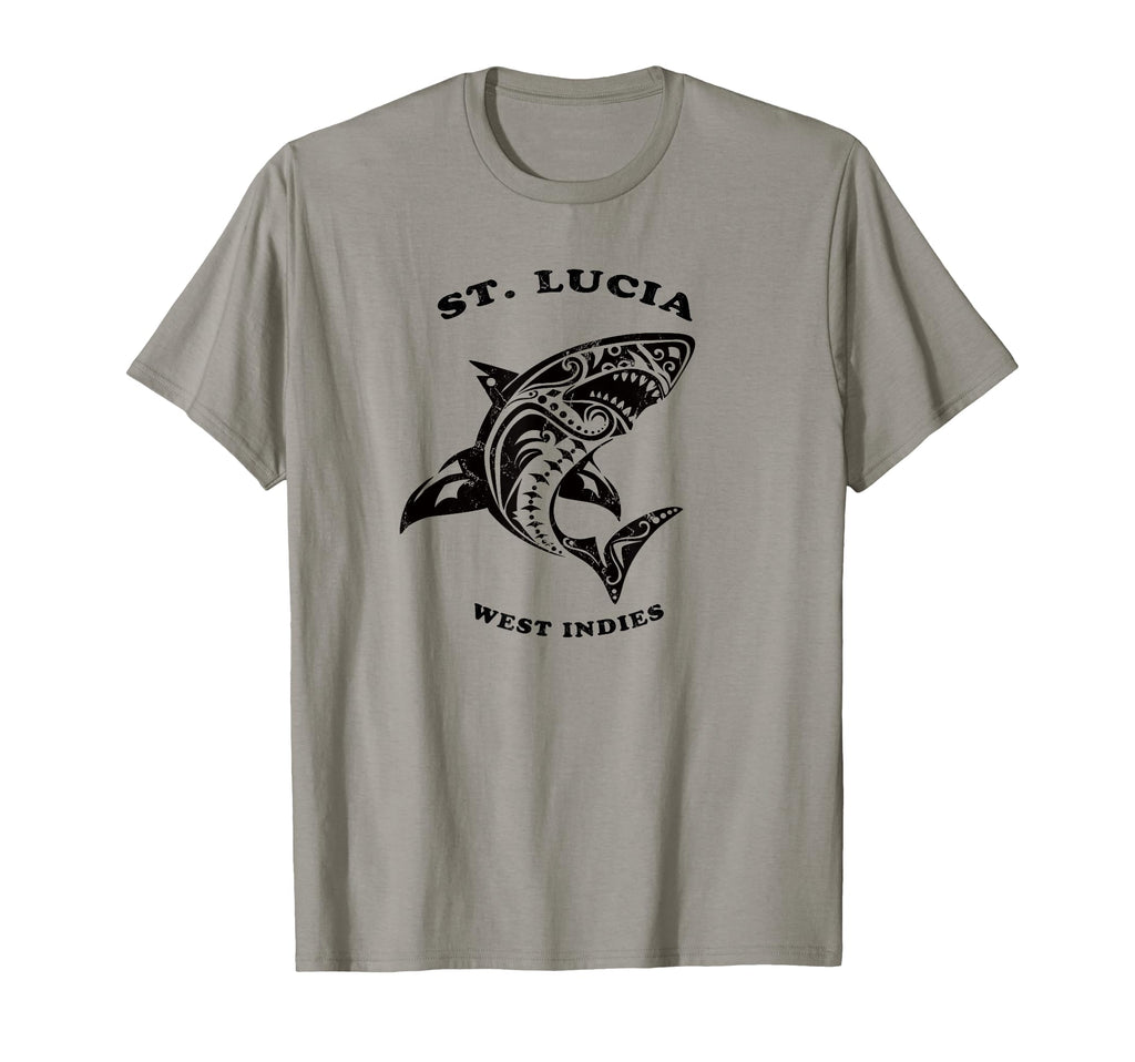 St Lucia West Indies Tribal Shark T-Shirt - Graphic Print for Adults - T-Shirt, Sweatshirt, Hoodie