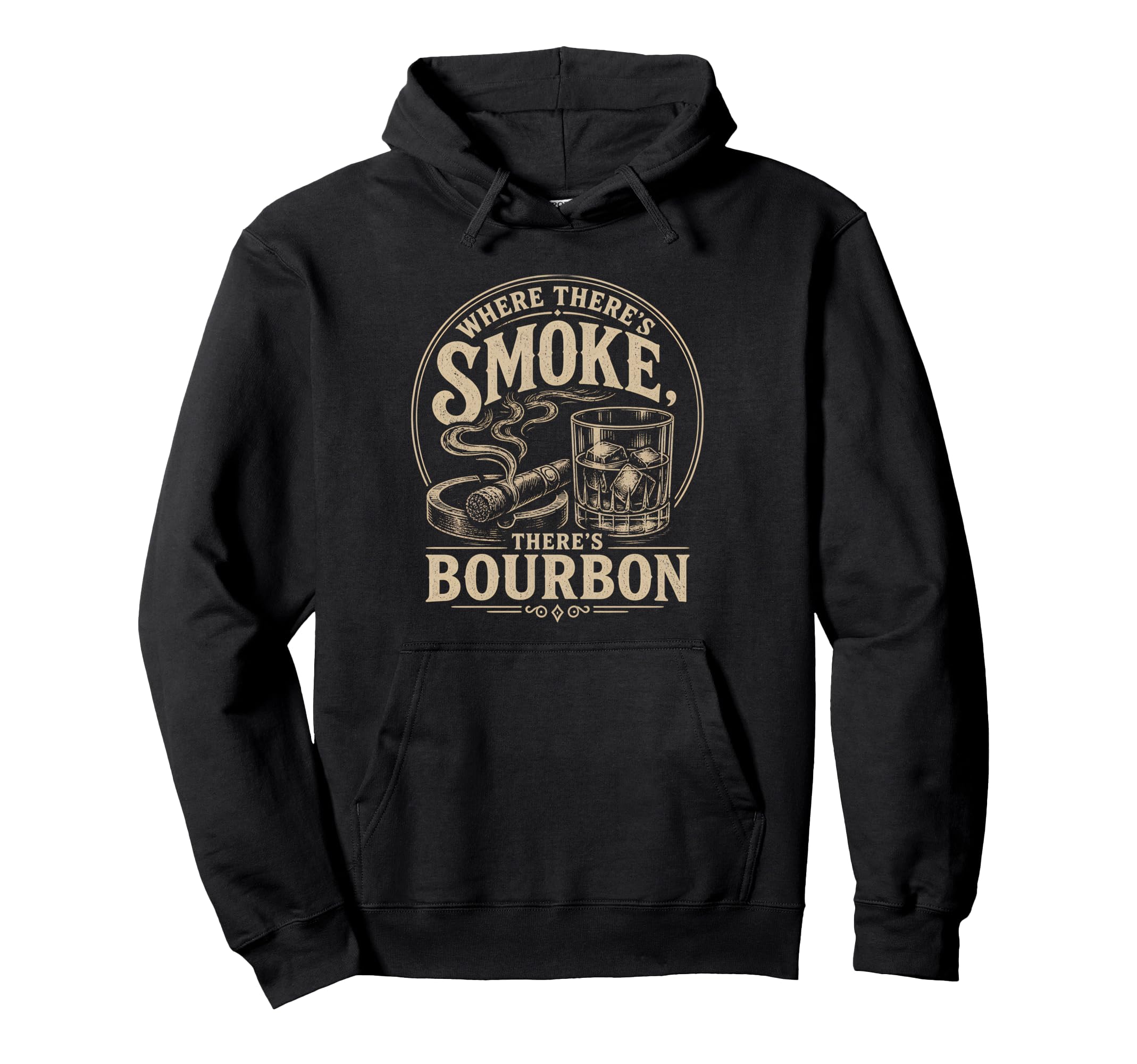 Where Theres Smoke Theres Bourbon Hoodie - Unique Graphic for Adults - T-Shirt, Sweatshirt, Hoodie