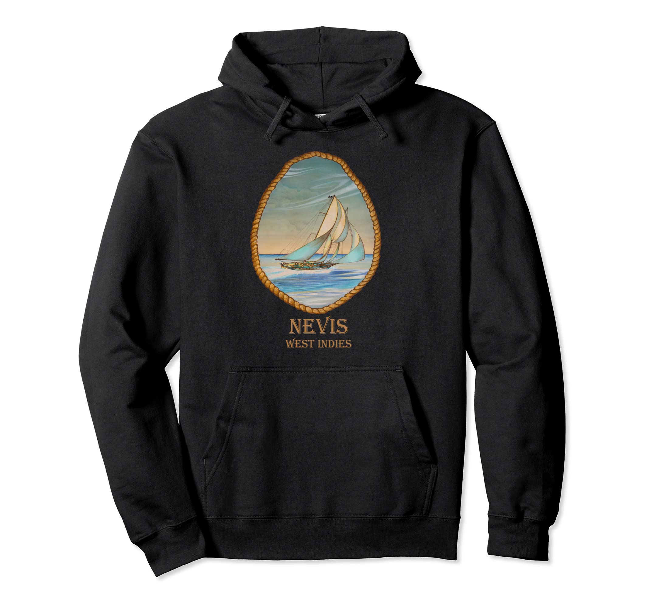 Nevis West Indies Sailboat Vacation Hoodie - Custom Art Print for Adults - T-Shirt, Sweatshirt, Hoodie