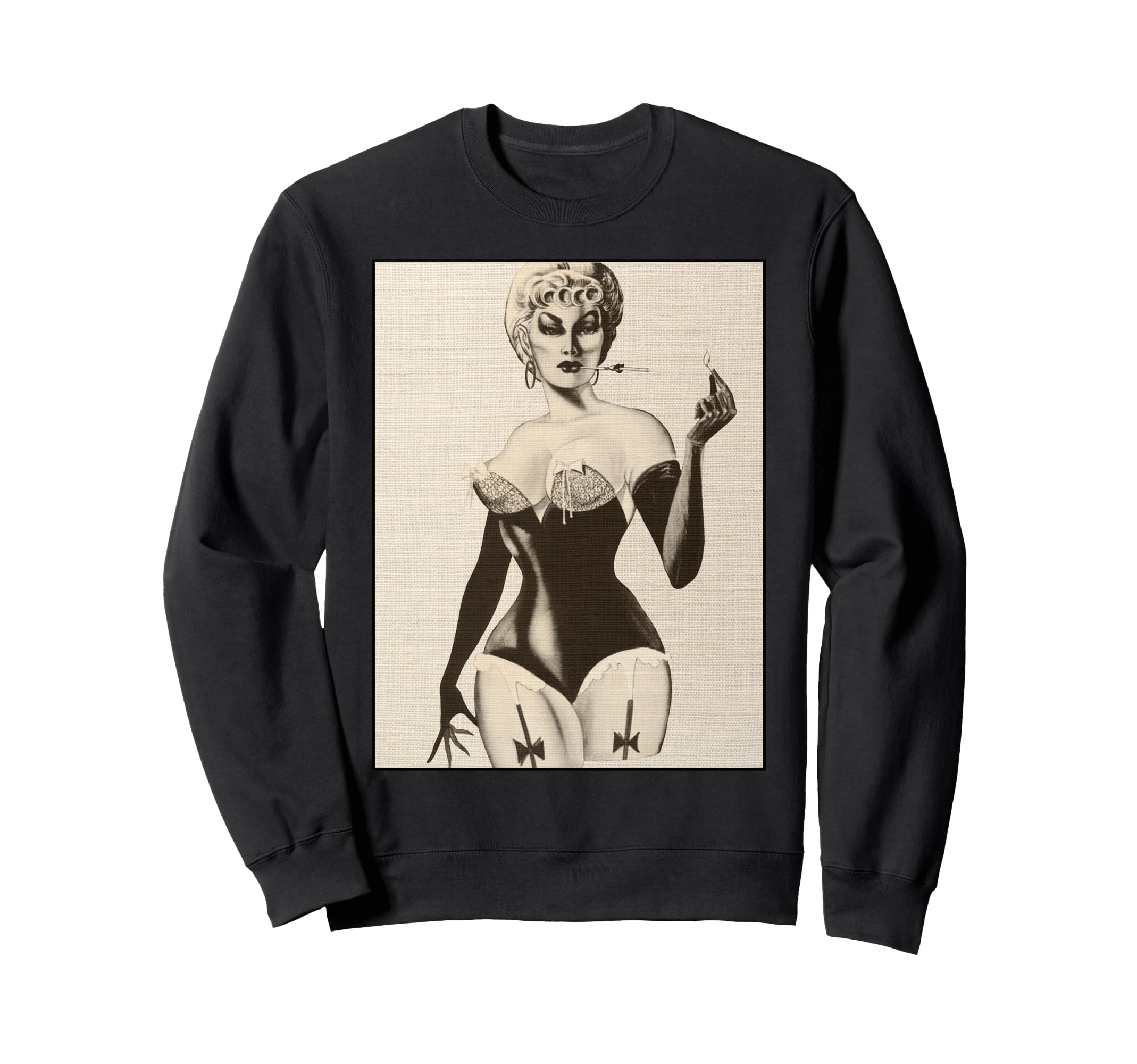 Elegant Pin Up Seductive Corset And Sweatshirt - Unique Graphic Men Women - T-Shirt, Sweatshirt, Hoodie