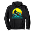 Sasquatch Motorcycle Vaporwave Hoodie - Fun Novelty Design for Adults - T-Shirt, Sweatshirt, Hoodie
