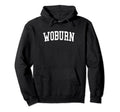 Woburn Ma Distressed White Varsity Hoodie - Trendy Graphic for Adults - T-Shirt, Sweatshirt, Hoodie