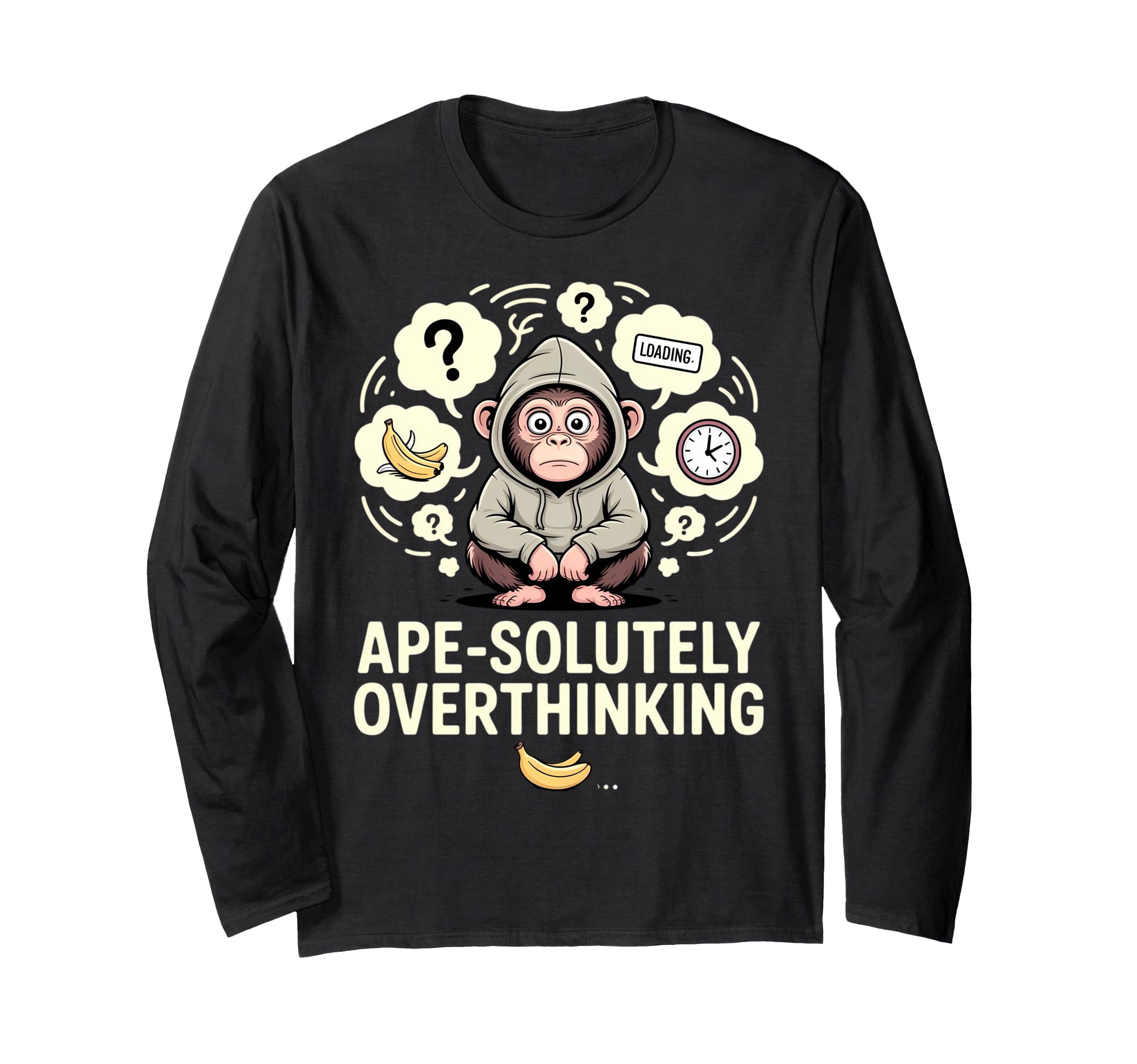 Overthinking Ape Anxiety Awkward Animal T-Shirt - Graphic Print for Adults - T-Shirt, Sweatshirt, Hoodie