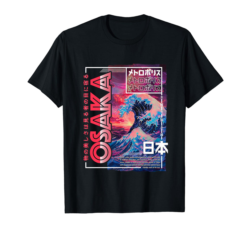 Osaka City 80S Synthwave Kanagawa Wave T-Shirt - Trendy Graphic for Adults - T-Shirt, Sweatshirt, Hoodie