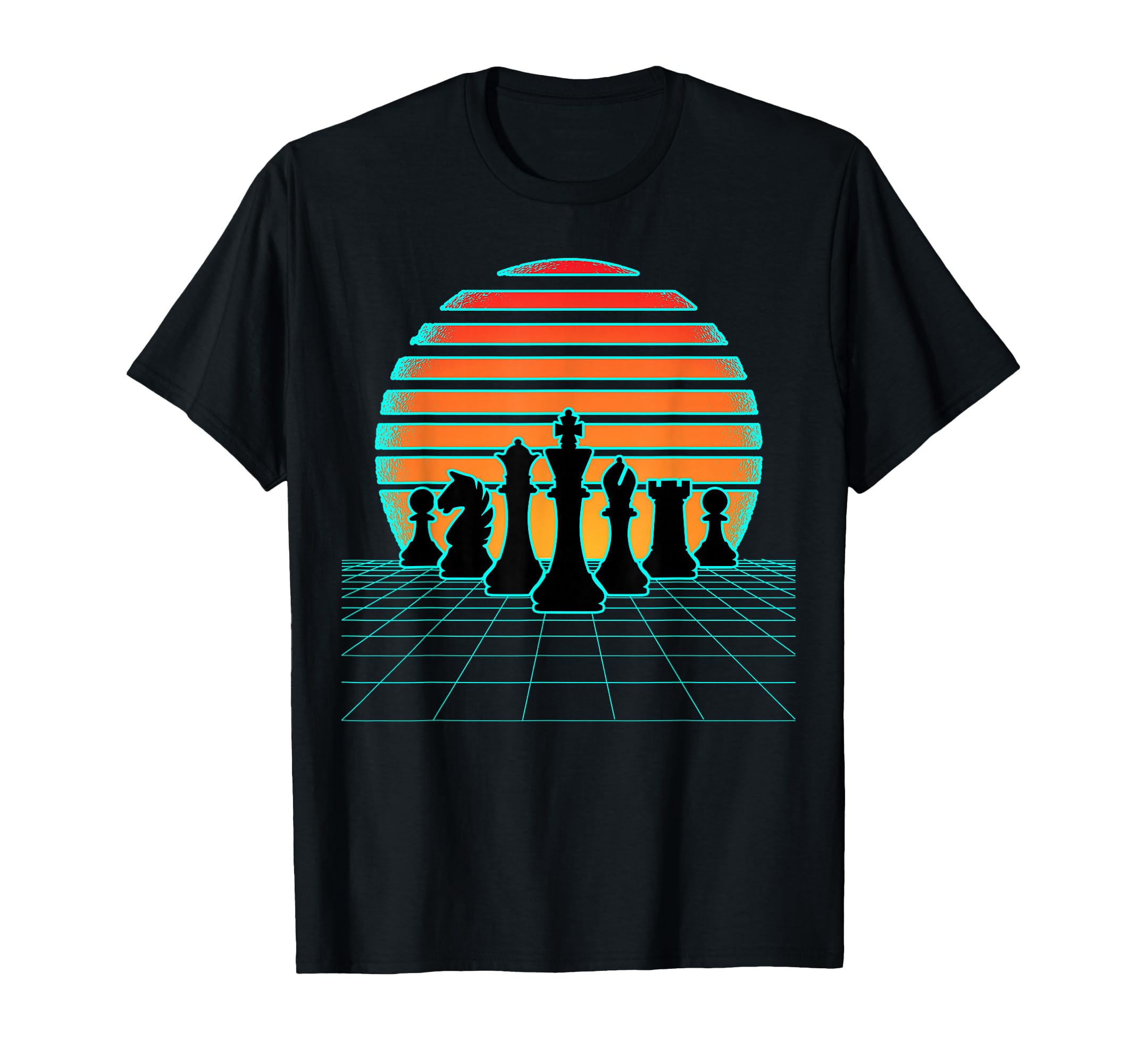 Retrowave Chess Pieces Aesthetic 80S T-Shirt - Unique Graphic Men Women - T-Shirt, Sweatshirt, Hoodie