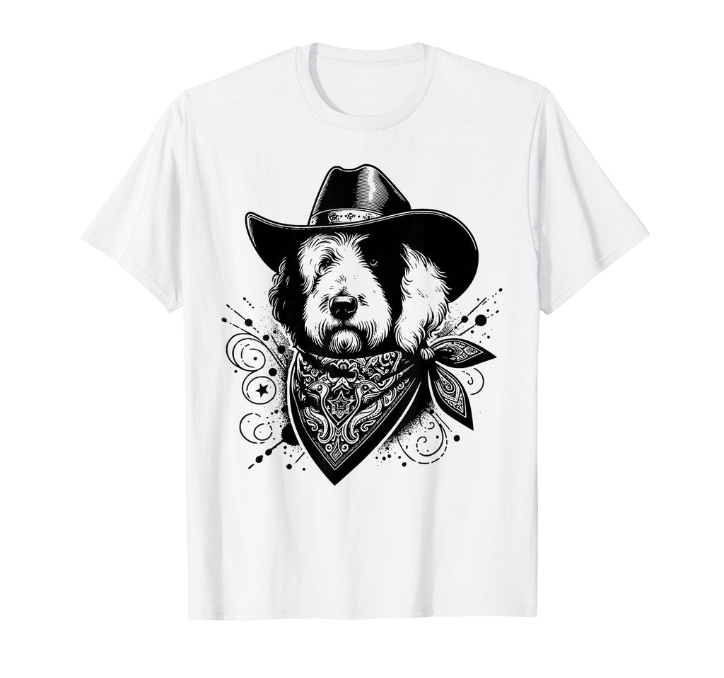 Old English Sheepdog Western Cowboy 90S T-Shirt - Streetwear Style Unisex - T-Shirt, Sweatshirt, Hoodie