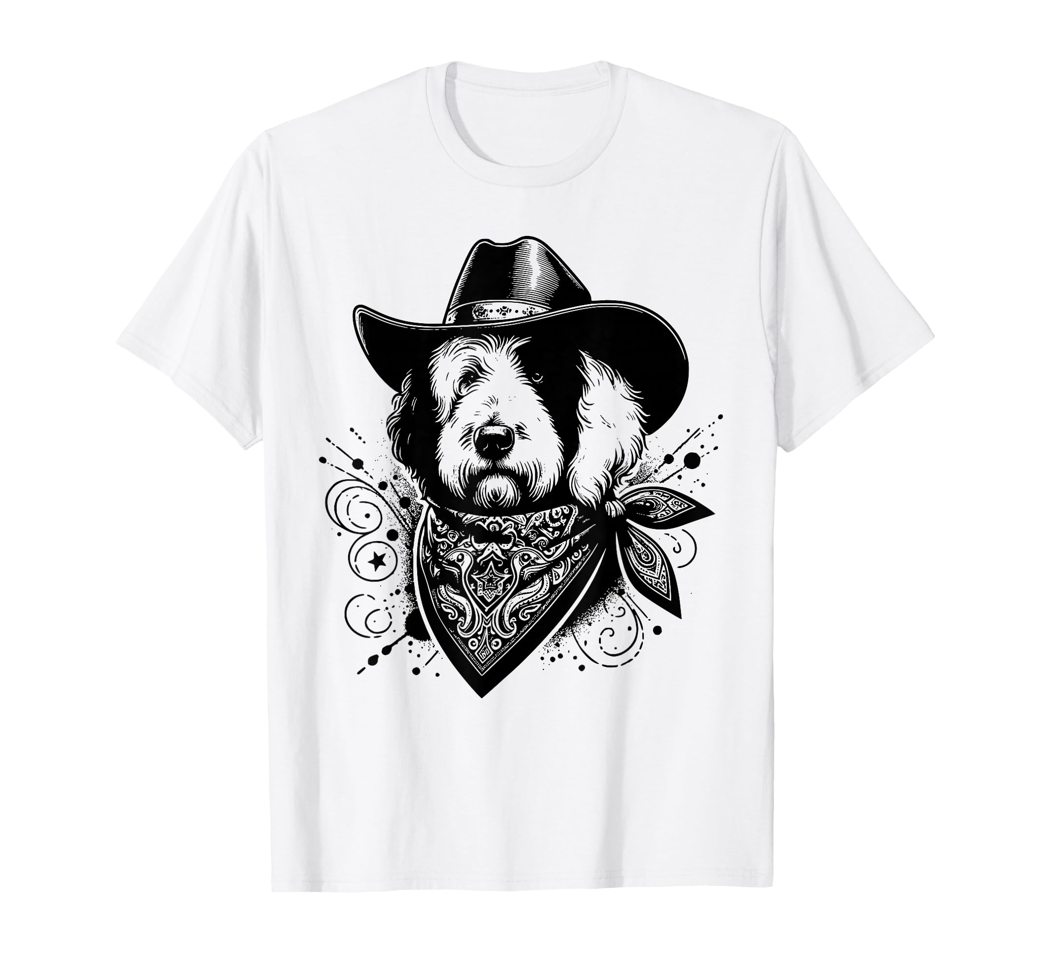 Old English Sheepdog Western Cowboy 90S T-Shirt - Streetwear Style Unisex - T-Shirt, Sweatshirt, Hoodie