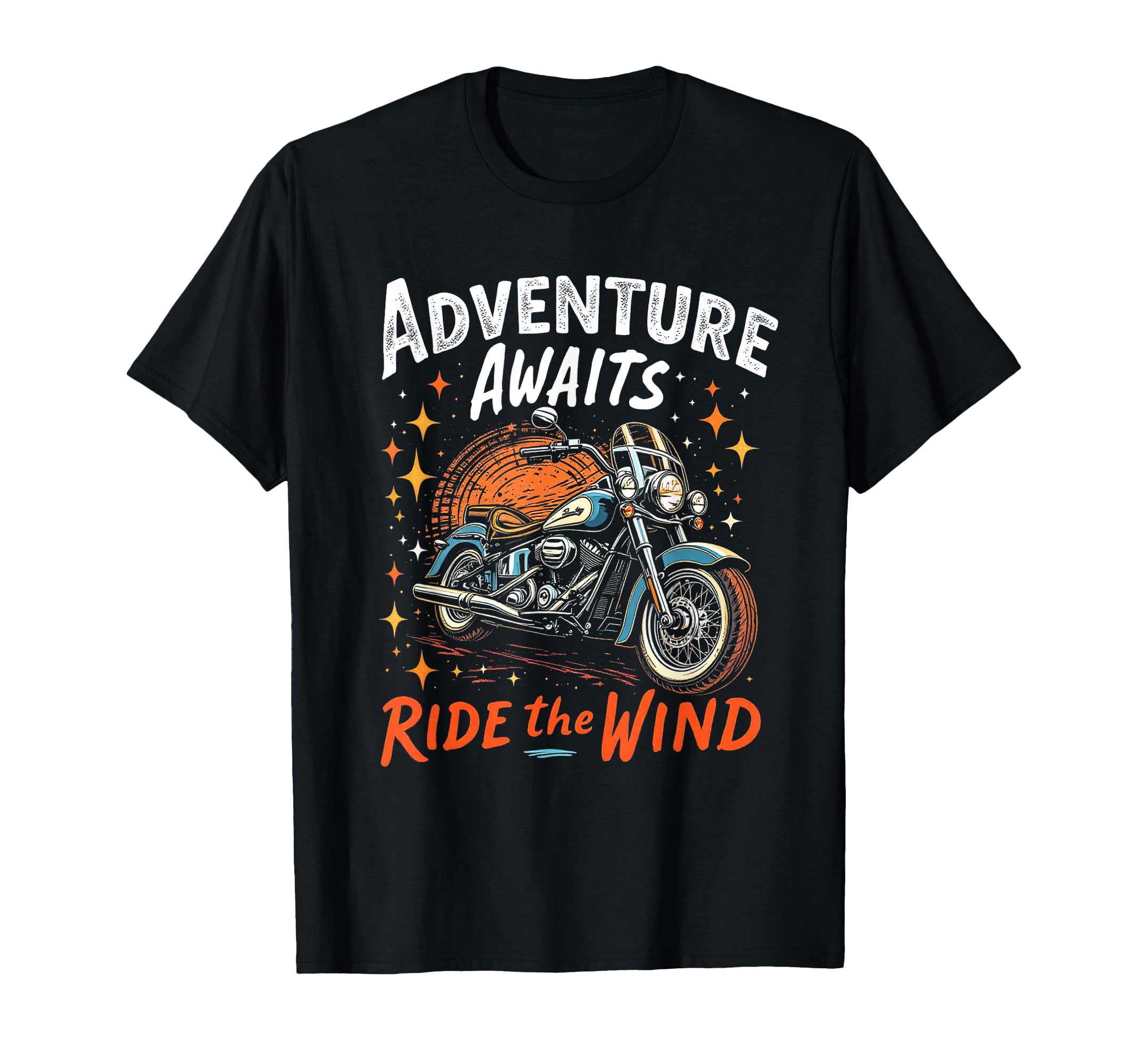 Adventure Awaits Ride Wind Motorcycle T-Shirt - Novelty Apparel for Adults - T-Shirt, Sweatshirt, Hoodie