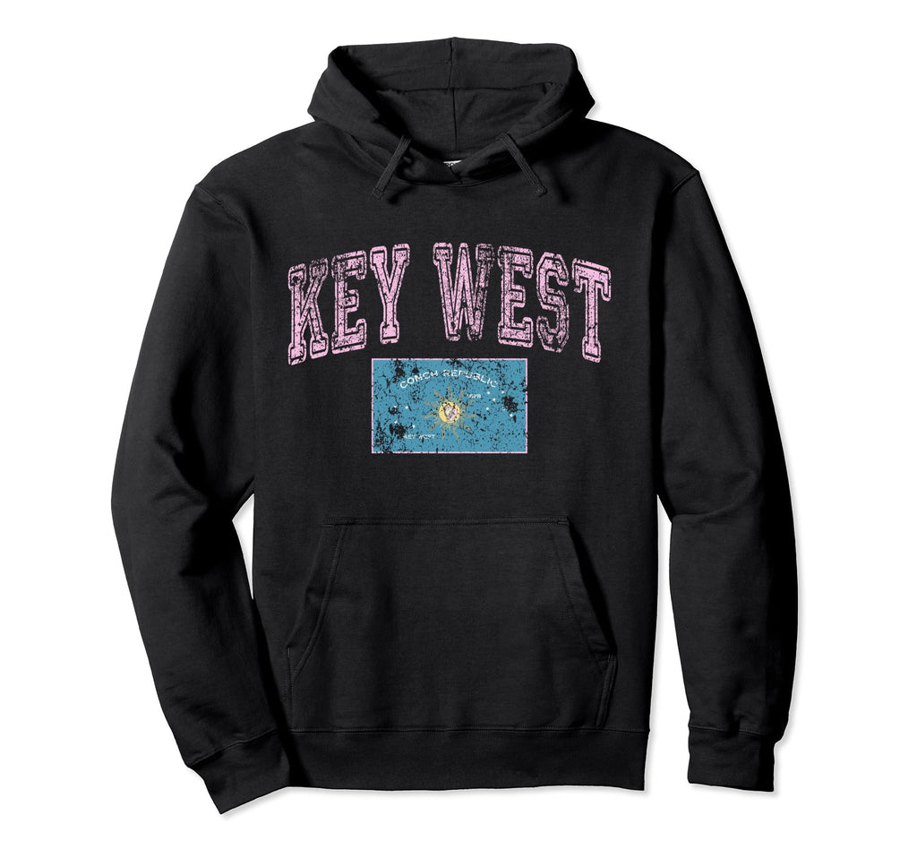 Key West Flag Florida Keys Us City Hoodie - Minimalist Print for Adults - T-Shirt, Sweatshirt, Hoodie
