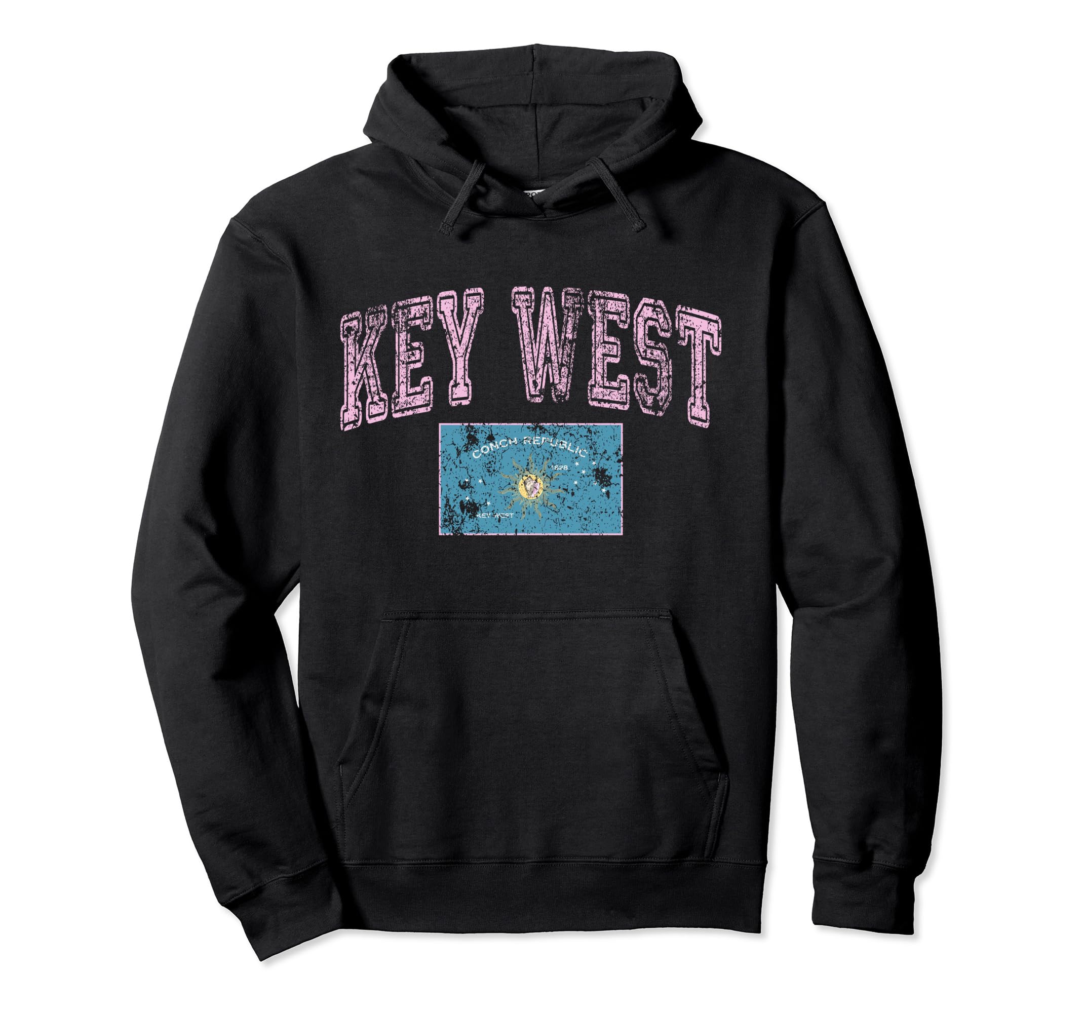 Key West Flag Florida Keys Us City Hoodie - Minimalist Print for Adults - T-Shirt, Sweatshirt, Hoodie