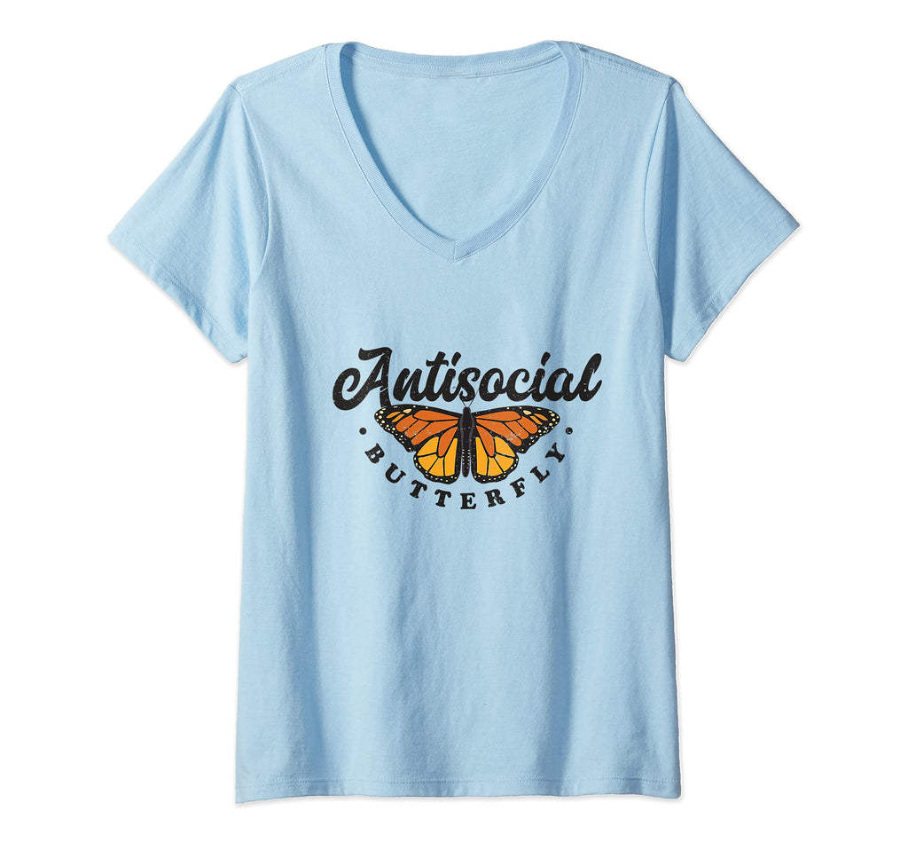Womens Summer Womens Antisocial Butterfly V T-Shirt - Graphic Print Unisex - T-Shirt, Sweatshirt, Hoodie