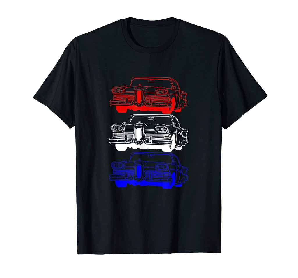American Muscle Red White Blue Car Show T-Shirt - Unique Graphic Unisex - T-Shirt, Sweatshirt, Hoodie