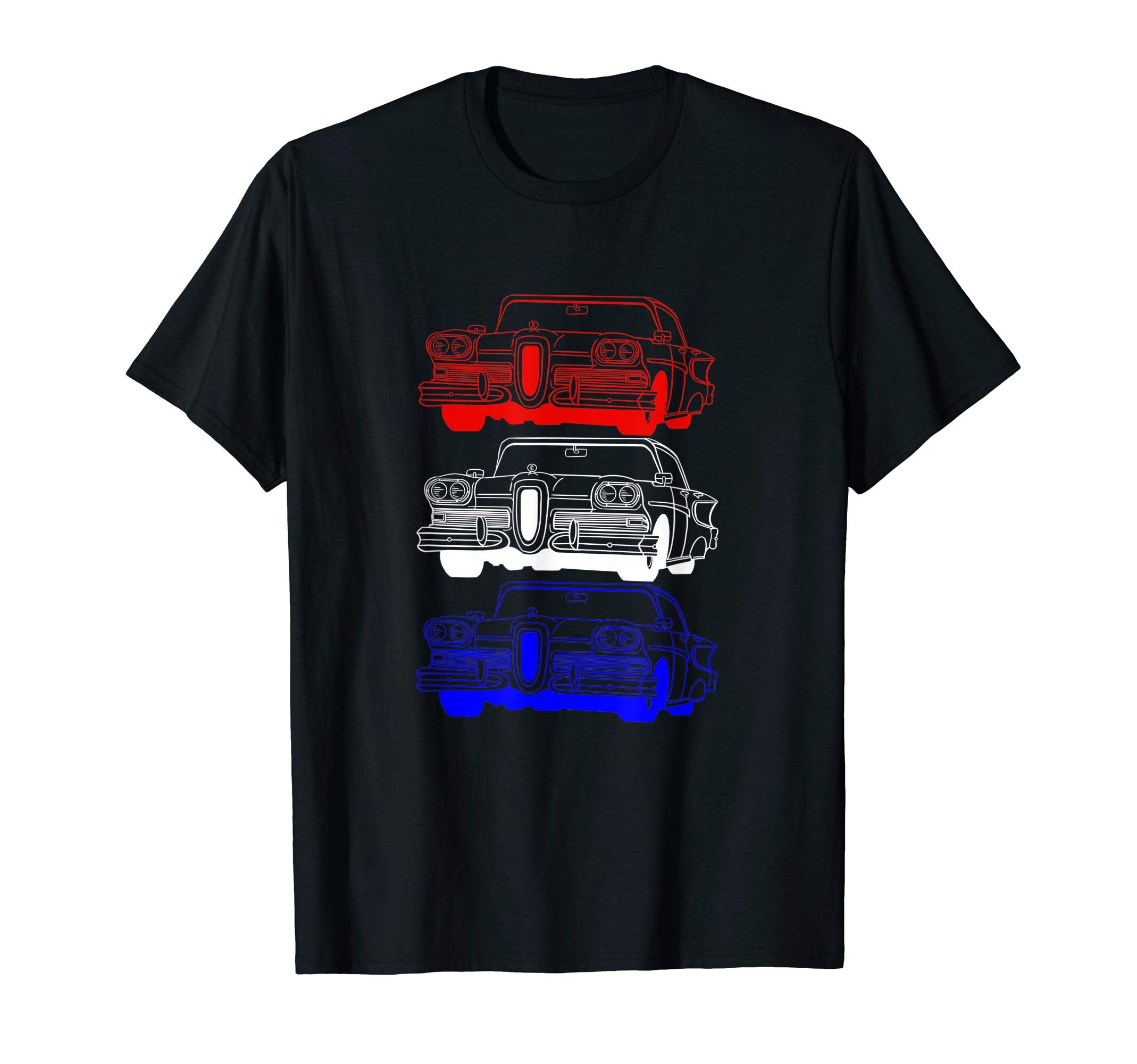 American Muscle Red White Blue Car Show T-Shirt - Unique Graphic Unisex - T-Shirt, Sweatshirt, Hoodie