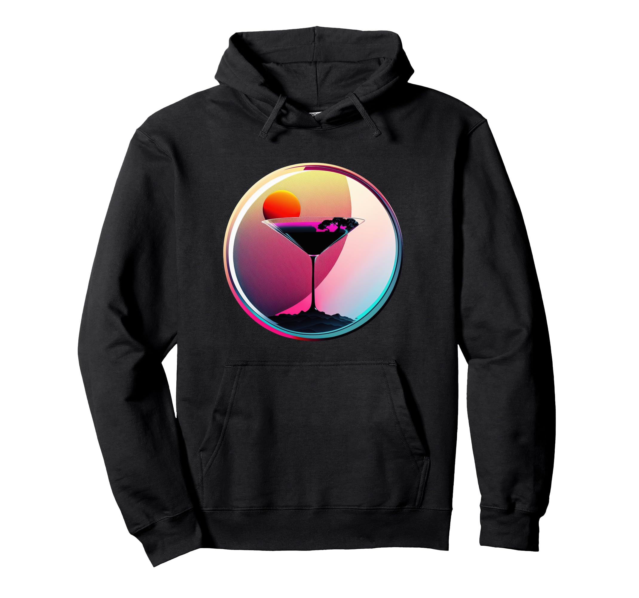 Martini Synthwave 80S Retrowave Aesthetic Hoodie - Minimalist Print Unisex - T-Shirt, Sweatshirt, Hoodie