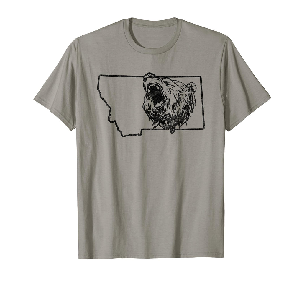 State Montana Grizzly Bear Minimalist T-Shirt - Custom Art Print Unisex - T-Shirt, Sweatshirt, Hoodie