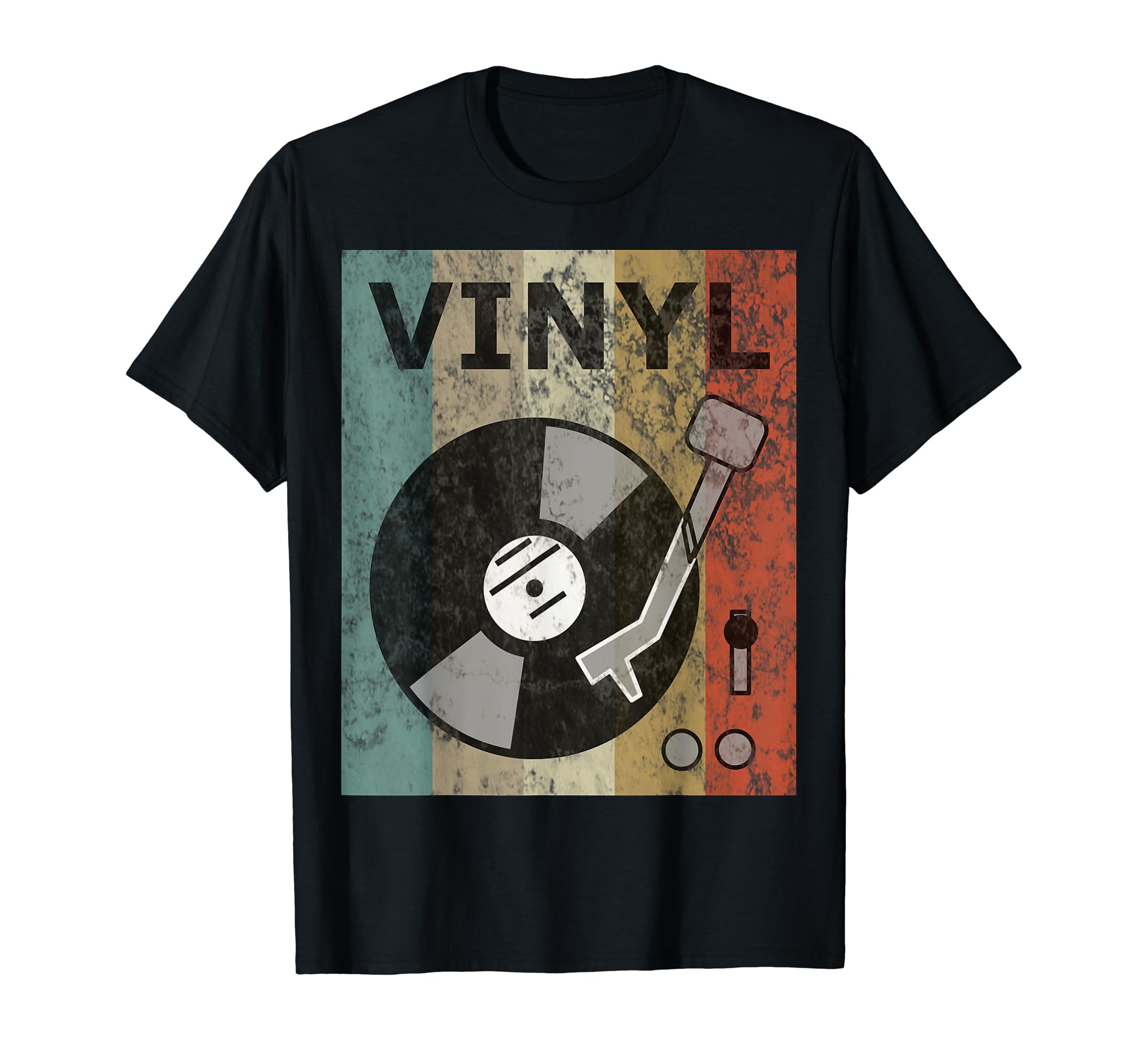 Vinyl Record Turntable Player Distressed T-Shirt - Minimalist Print Unisex - T-Shirt, Sweatshirt, Hoodie