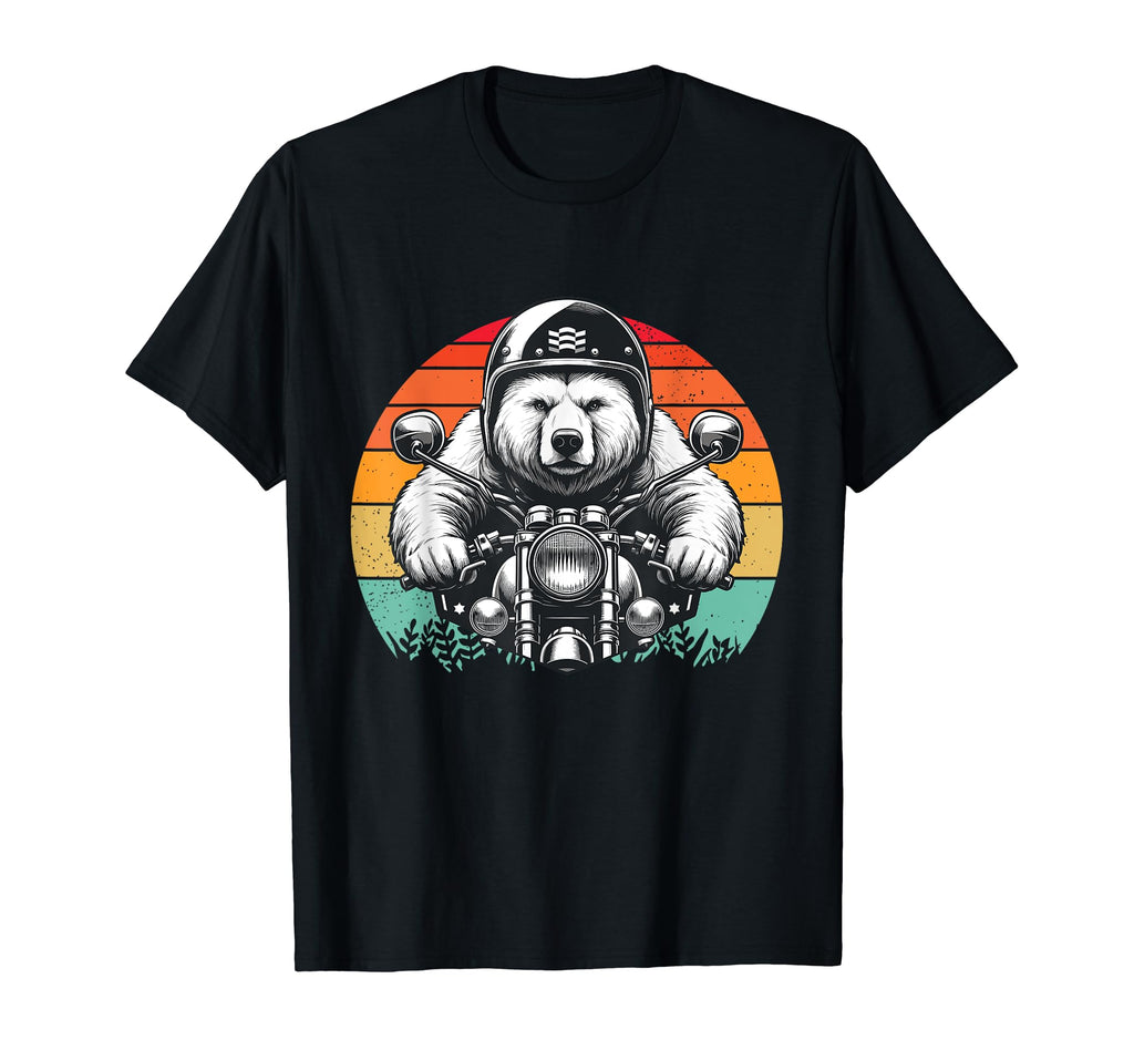Grizzly Bear Motorcycle Biker T-Shirt - Minimalist Print for Adults - T-Shirt, Sweatshirt, Hoodie