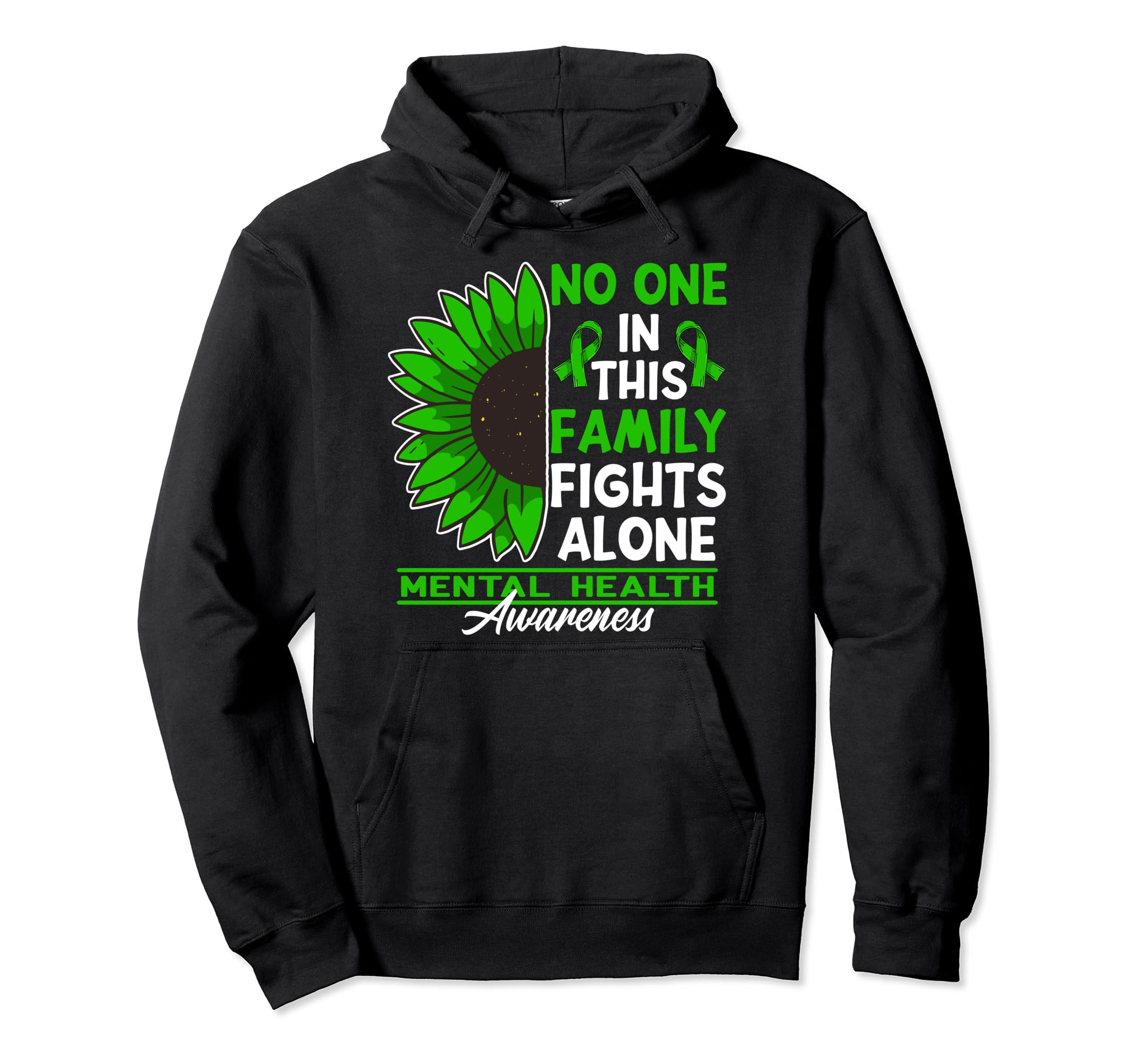No One This Family Fights Alone I Mental Hoodie - Minimalist Print Unisex - T-Shirt, Sweatshirt, Hoodie