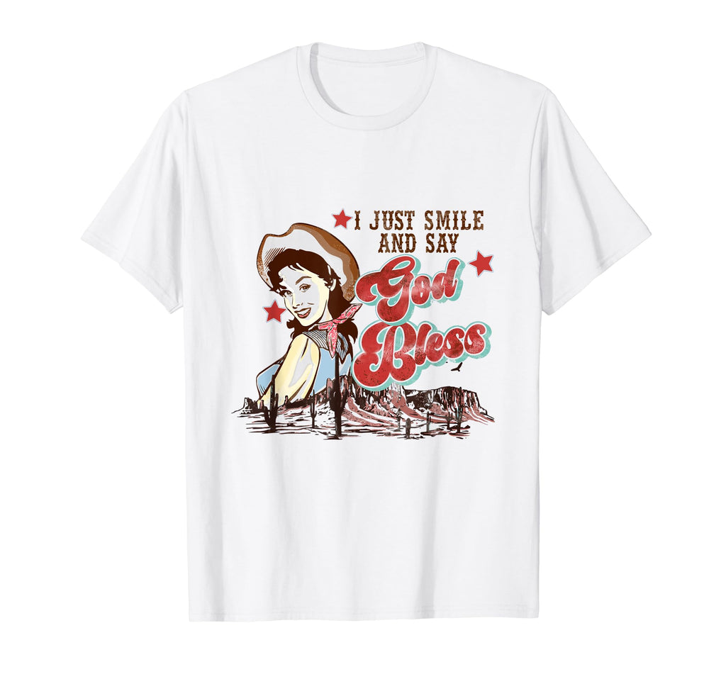 Western Cowgirl I Just Smile And T-Shirt - Aesthetic Graphic for Adults - T-Shirt, Sweatshirt, Hoodie