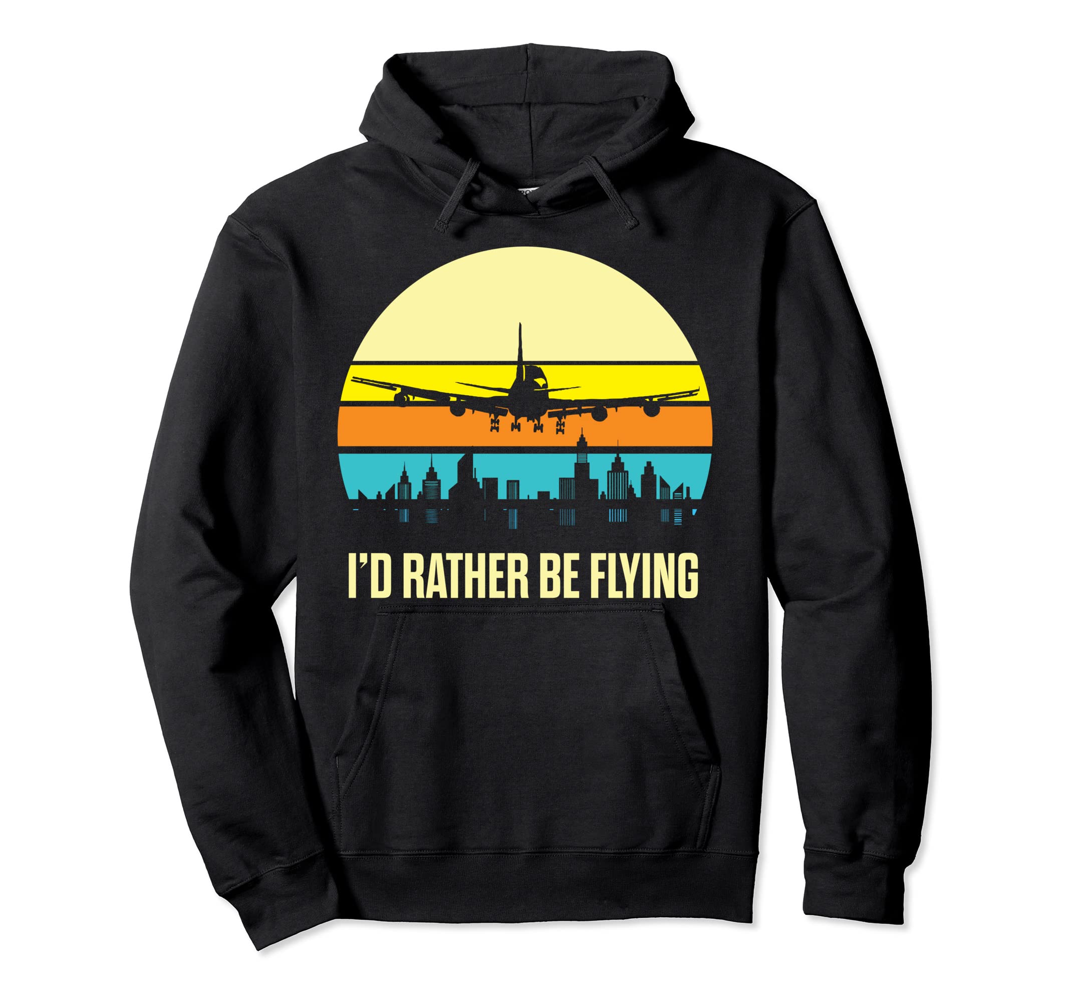 Id Rather Be Flying Sunset Airplane Hoodie - Minimalist Print for Adults - T-Shirt, Sweatshirt, Hoodie