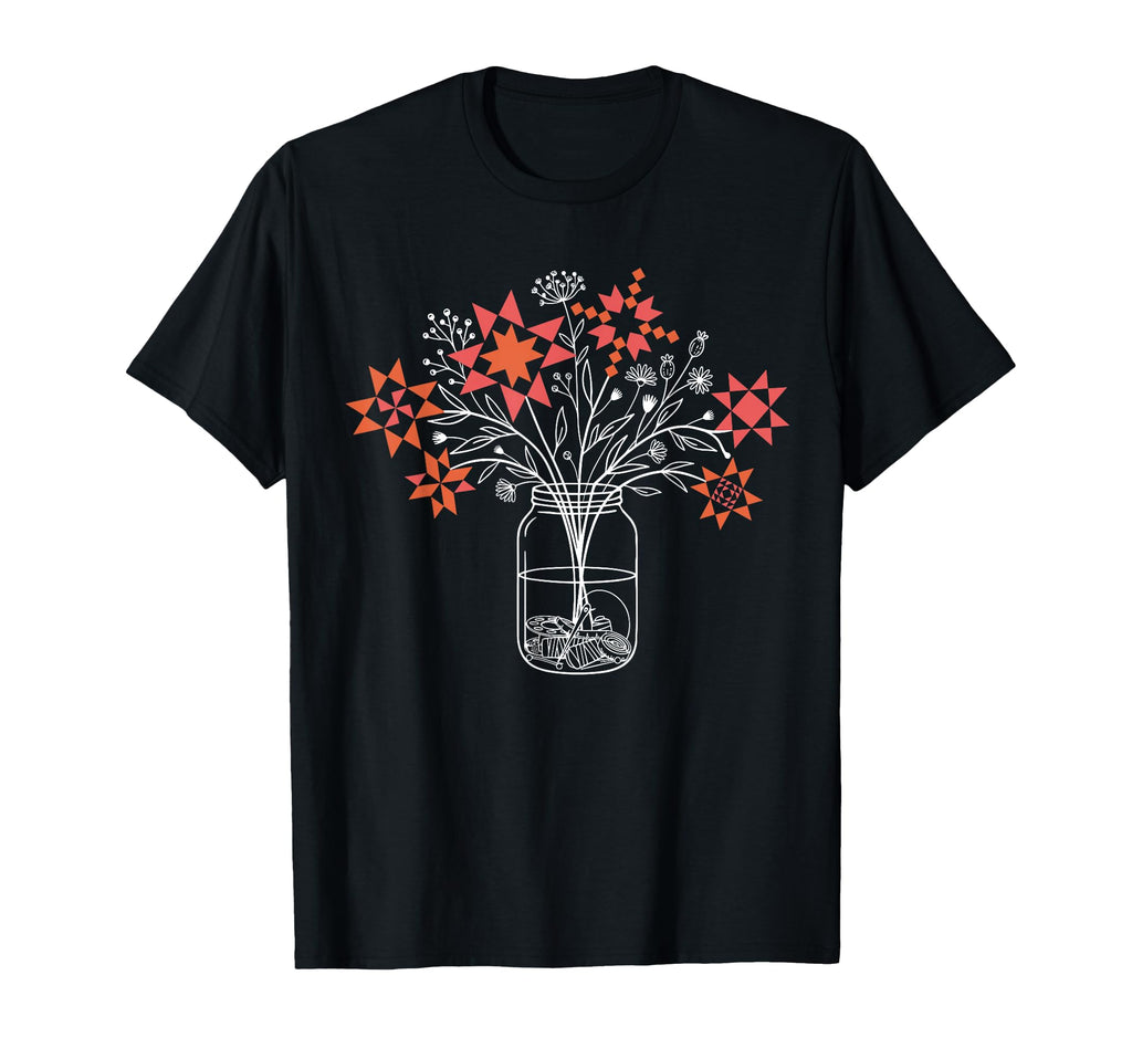 Funny Patchwork Posy Jar Quilt Block T-Shirt - Graphic Print Men Women - T-Shirt, Sweatshirt, Hoodie
