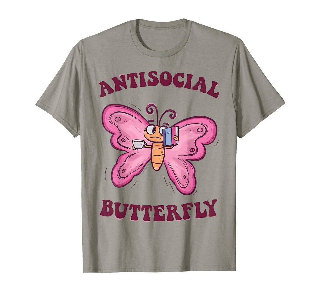 Groovy Anti Social Butterfly Ironic T-Shirt - Minimalist Print for Adults - T-Shirt, Sweatshirt, Hoodie