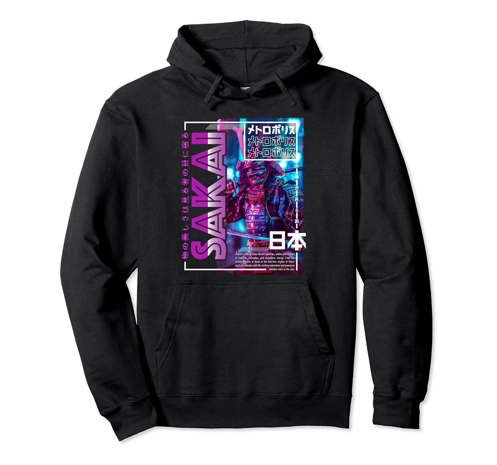 Sakai City 80S Synthwave Samurai Hoodie - Streetwear Style for Adults - T-Shirt, Sweatshirt, Hoodie