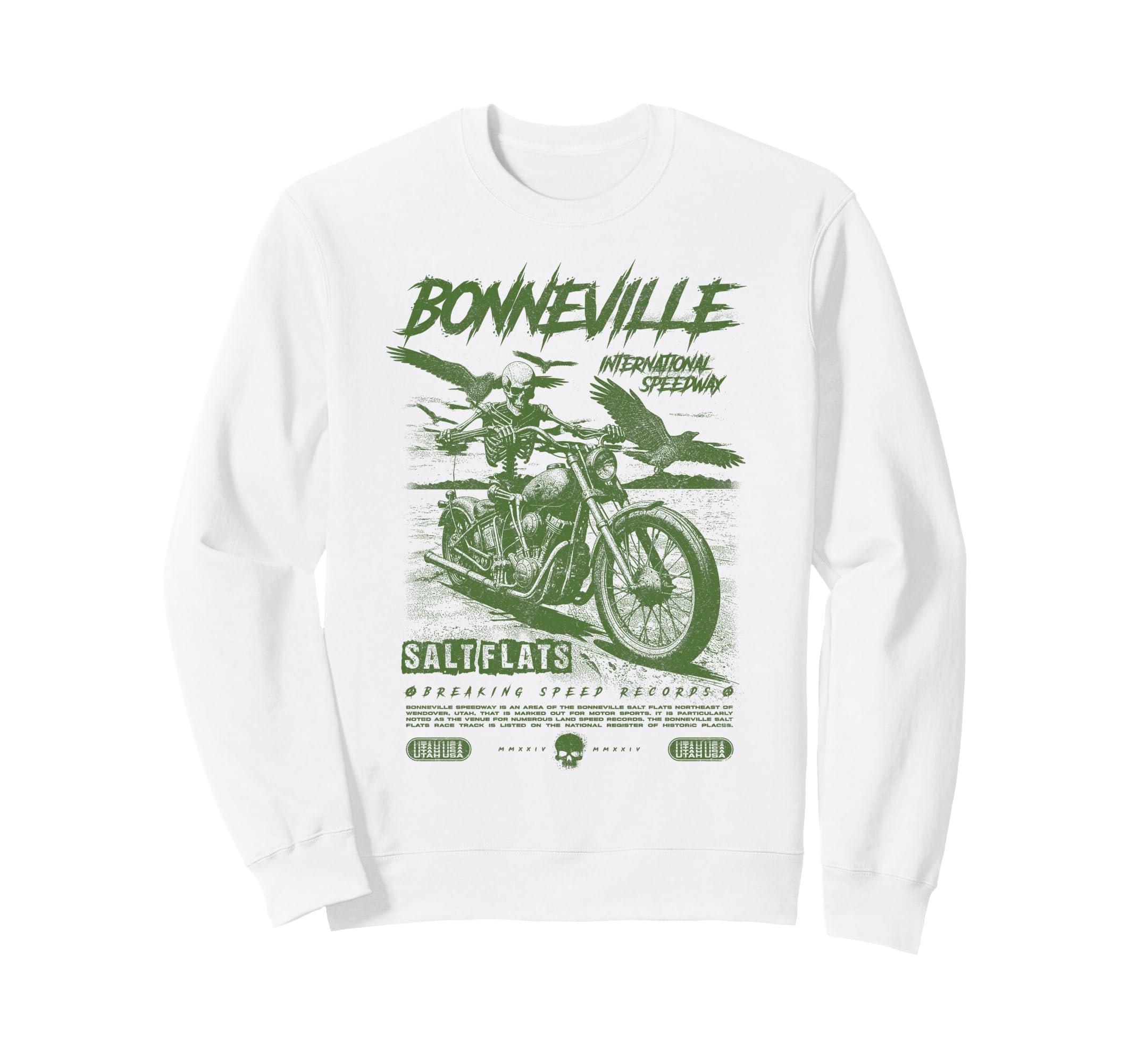 Bonneville Salt Flats Motorcycle Sweatshirt - Novelty Apparel for Adults - T-Shirt, Sweatshirt, Hoodie