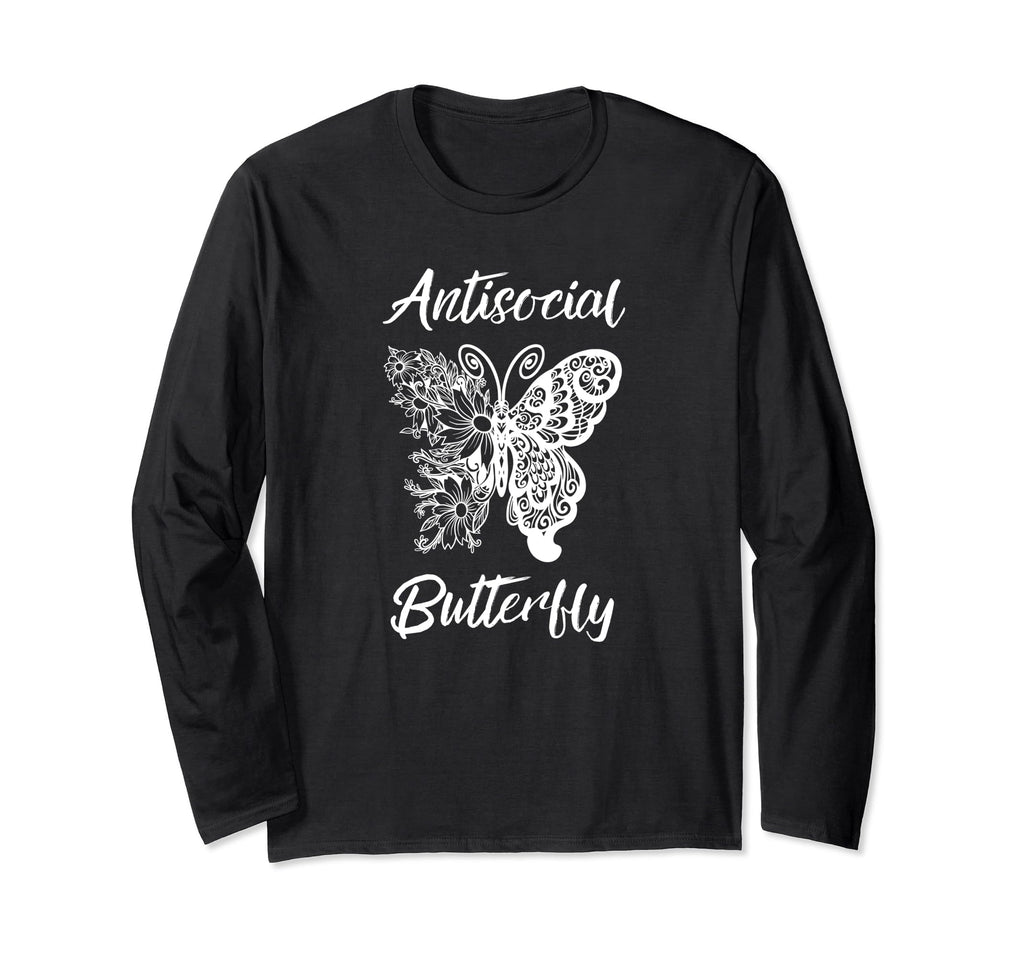 Funny Antisocial Butterfly Introvert Anti T-Shirt - Trendy Graphic Unisex - T-Shirt, Sweatshirt, Hoodie