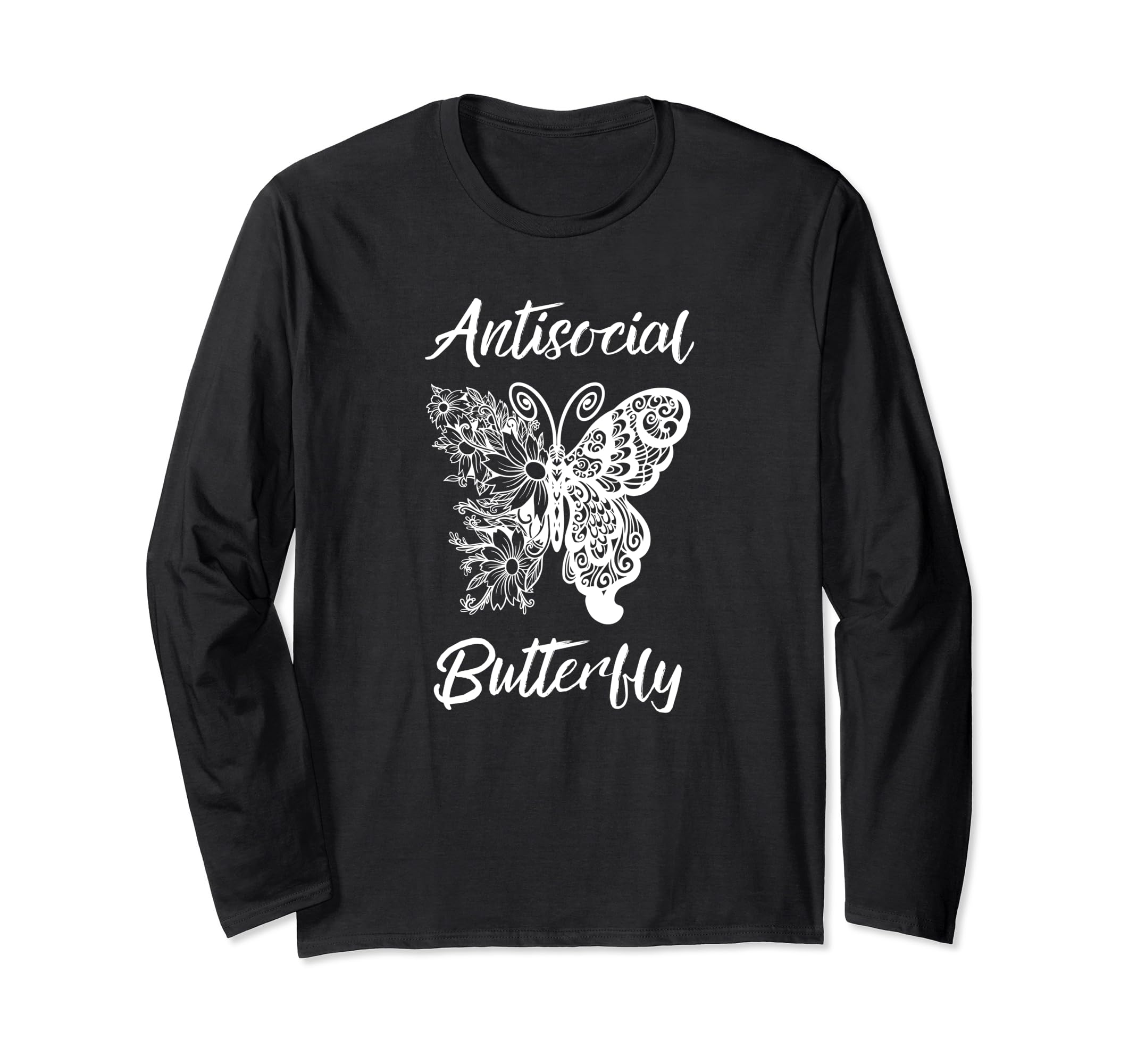 Funny Antisocial Butterfly Introvert Anti T-Shirt - Trendy Graphic Unisex - T-Shirt, Sweatshirt, Hoodie